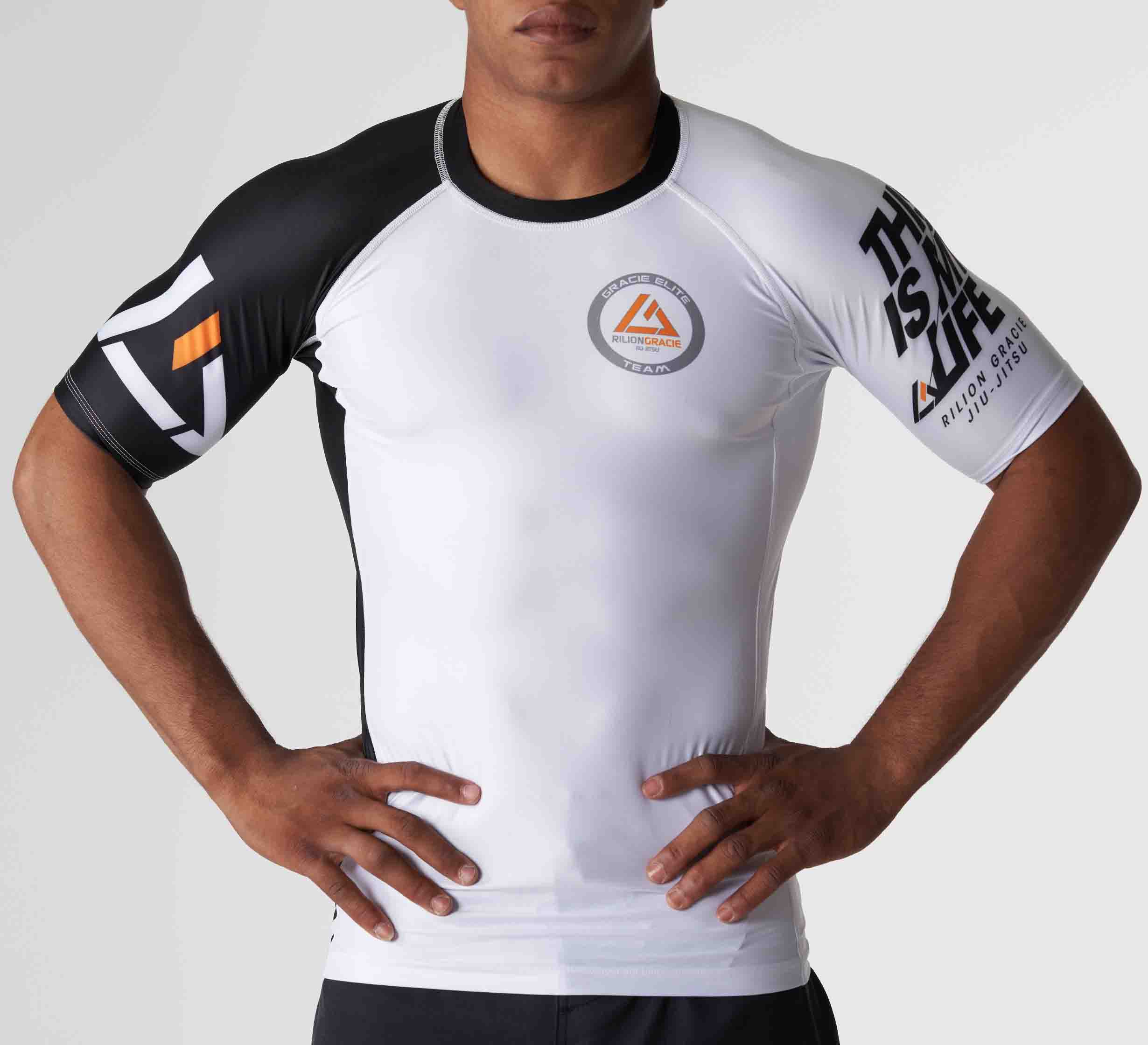Rilion Gracie Ranked Short Sleeve Rashguard White、mySite、gigharbornorthrealestate