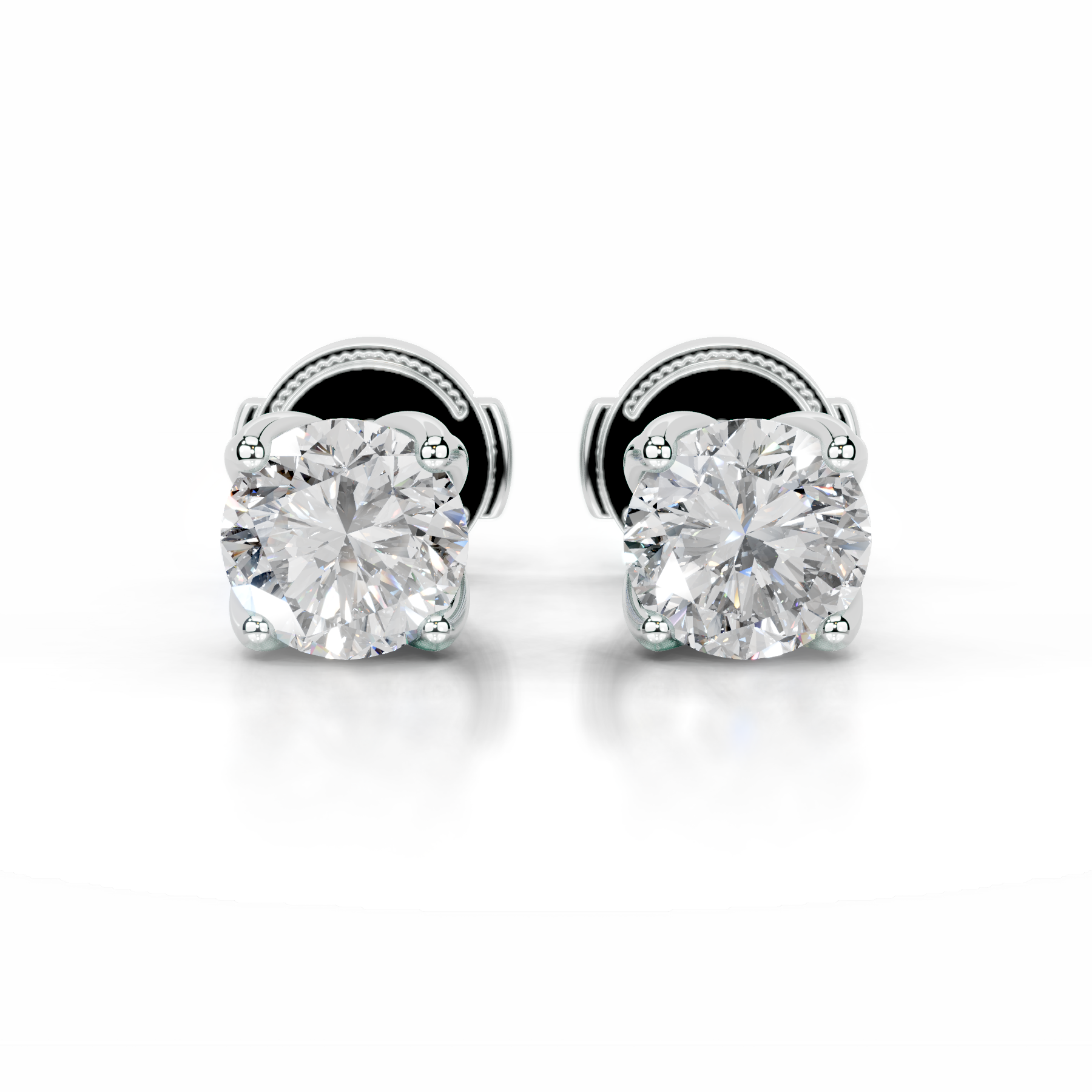 Doris Diamond Stud Earrings (4 Carat) -18K White Gold、mySite、hinf8tx79