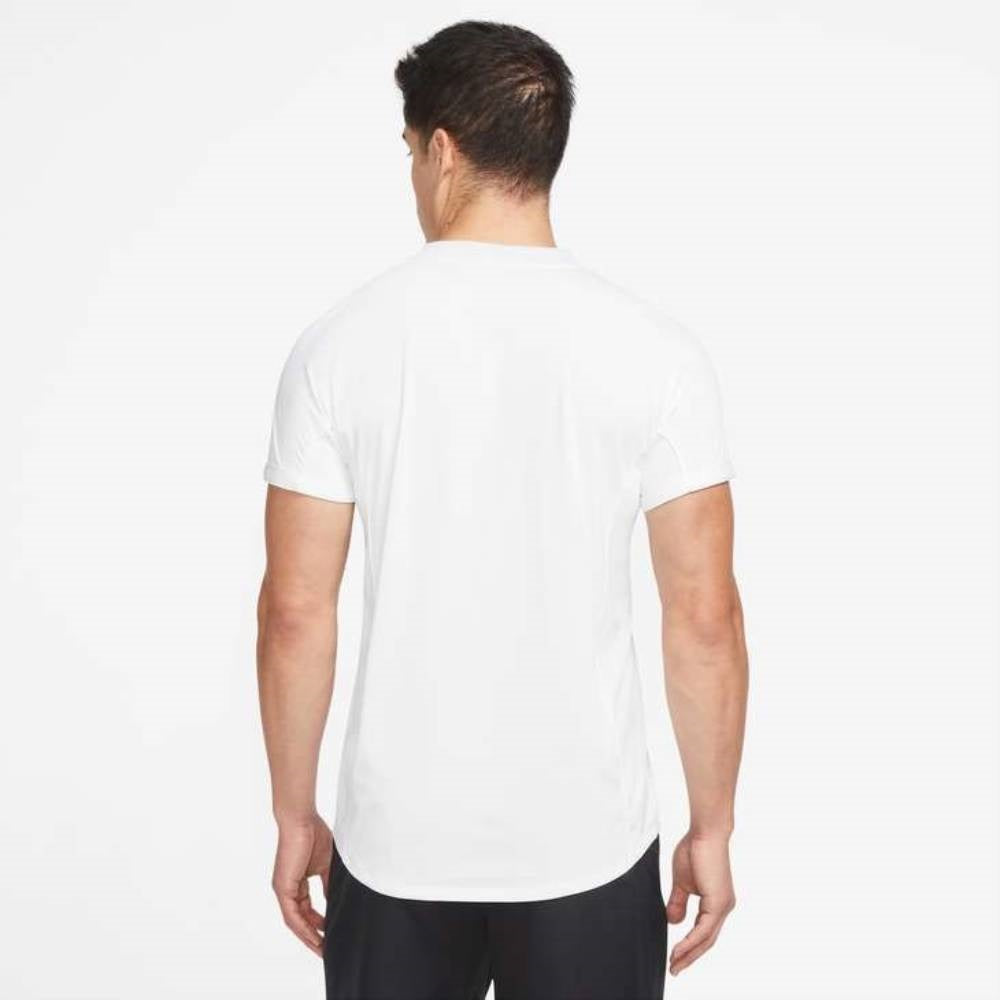 Nike Men's Dri-FIT Slam Zip Polo (White/Black)