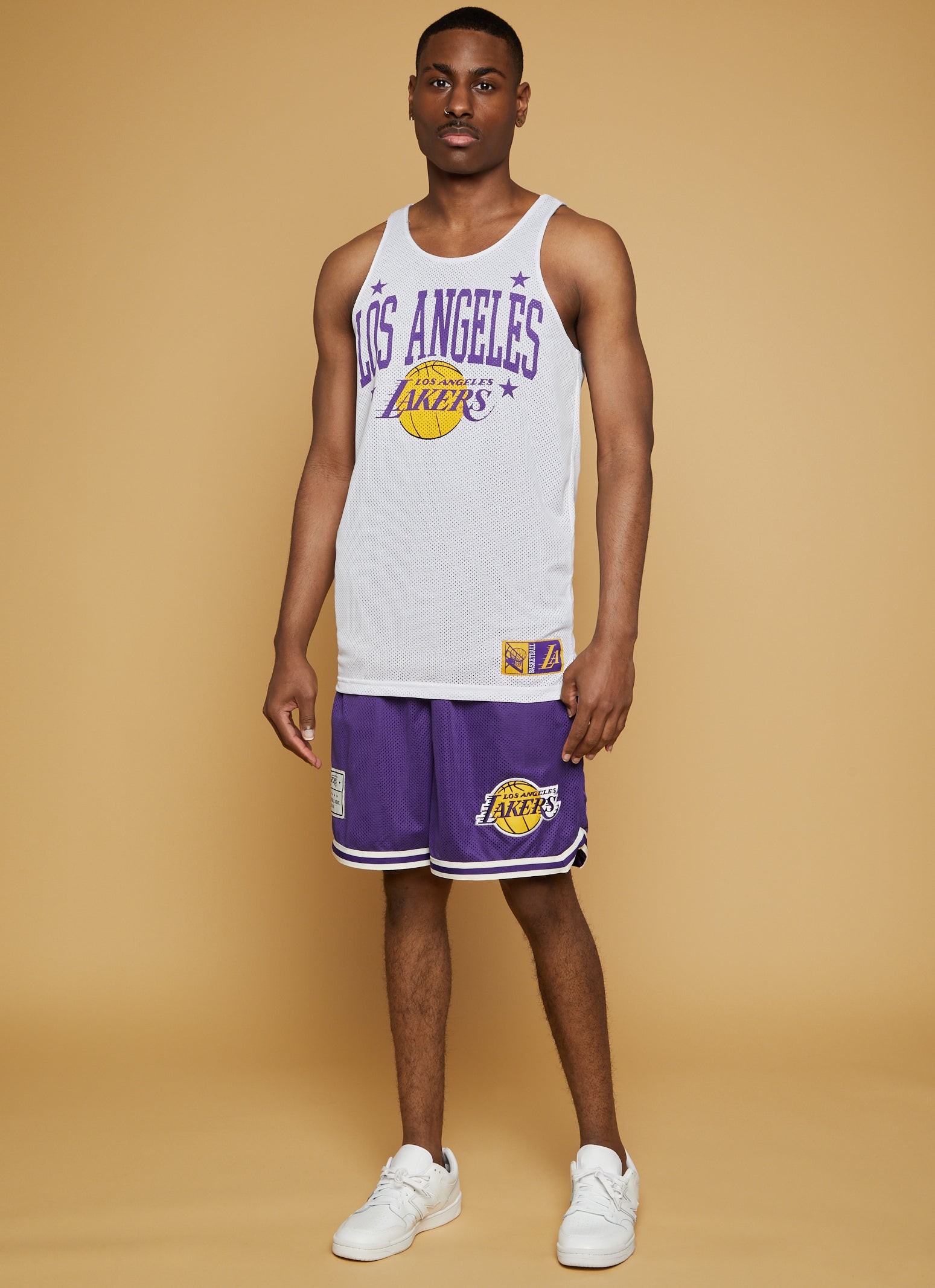 Mens NBA Los Angeles Lakers Graphic Reversible Tank Top、mySite、camillekostekn