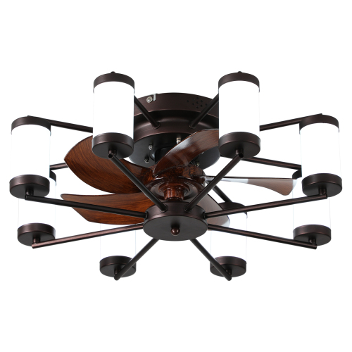 22-inch Modern Ceiling Fan with LED Light – 5-Blade Fan and Cylindrical Light Fixtures for Bedroom, Living Room, and Home Décor、、eastwooduniform