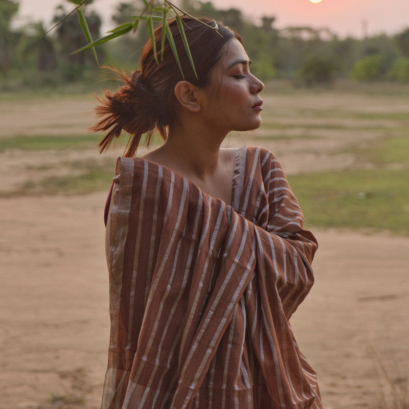 Handloom Cotton Brown Saree、mySite、camillekostekn