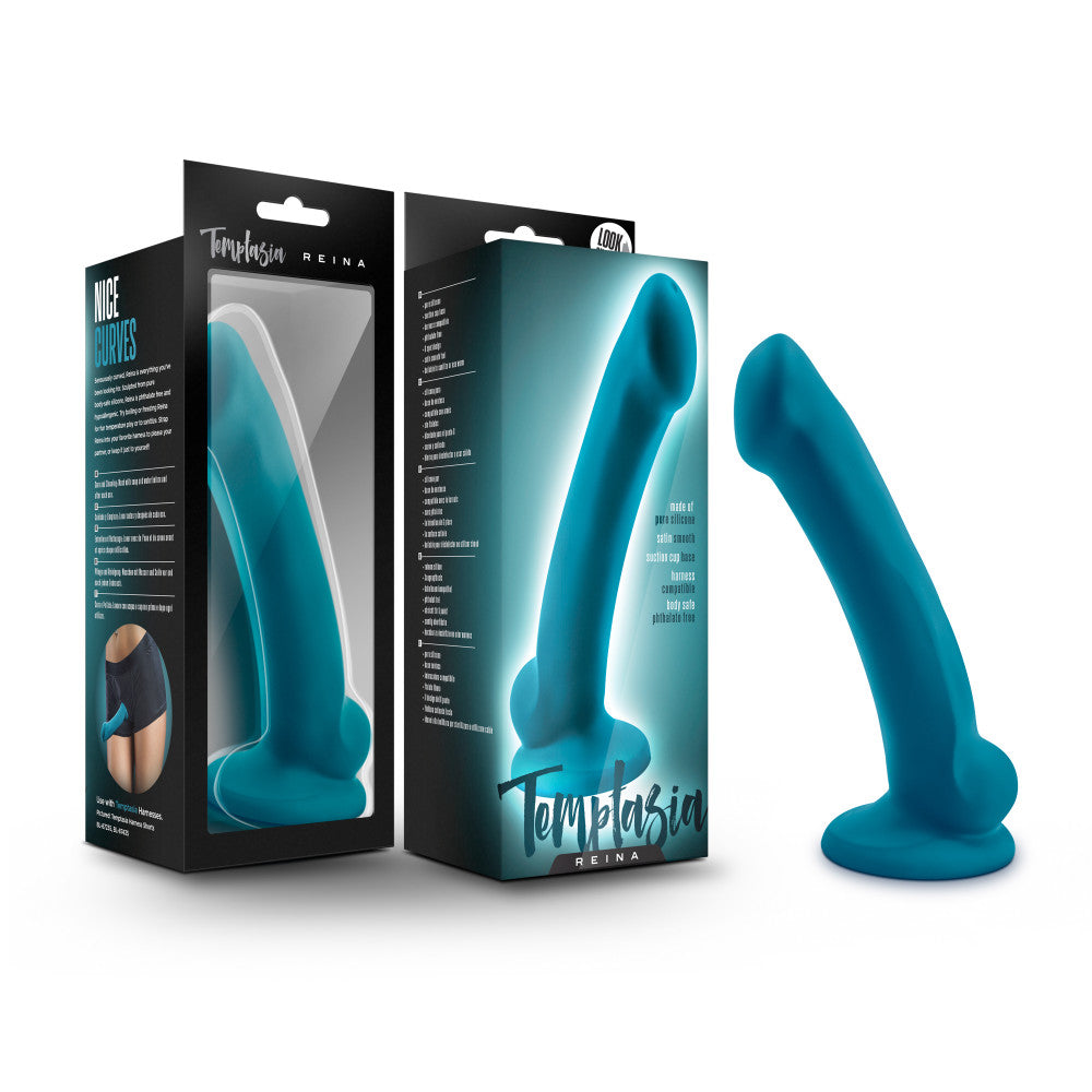 Temptasia By Blush® | Reina Realistic G-Spot Teal 7-Inch Long Dildo With Balls & Suction Cup Base、mySite、bottomscart
