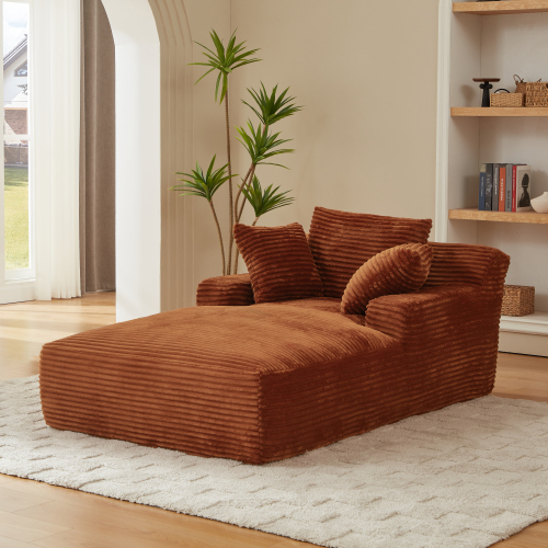  Oversized Chaise Lounge Chair Indoor, Corduroy Upholstered Modern Sofa Couch,No Assembly Required,Comfy Sleeper Sofa for Living Room,Office、、yumabirdnaturehistoryfestival