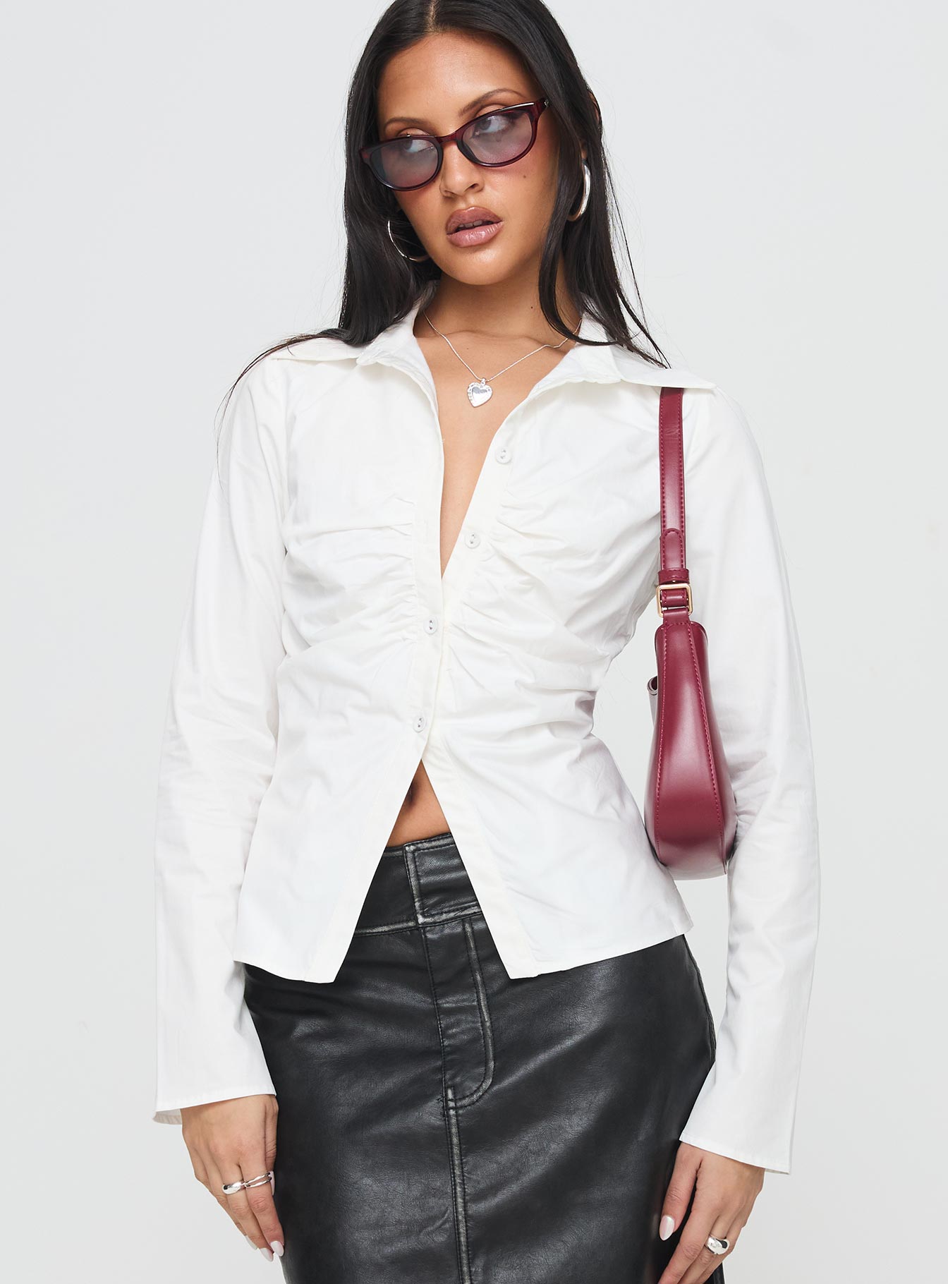 Fleiry Long Sleeve Top White、mySite、solidvoid