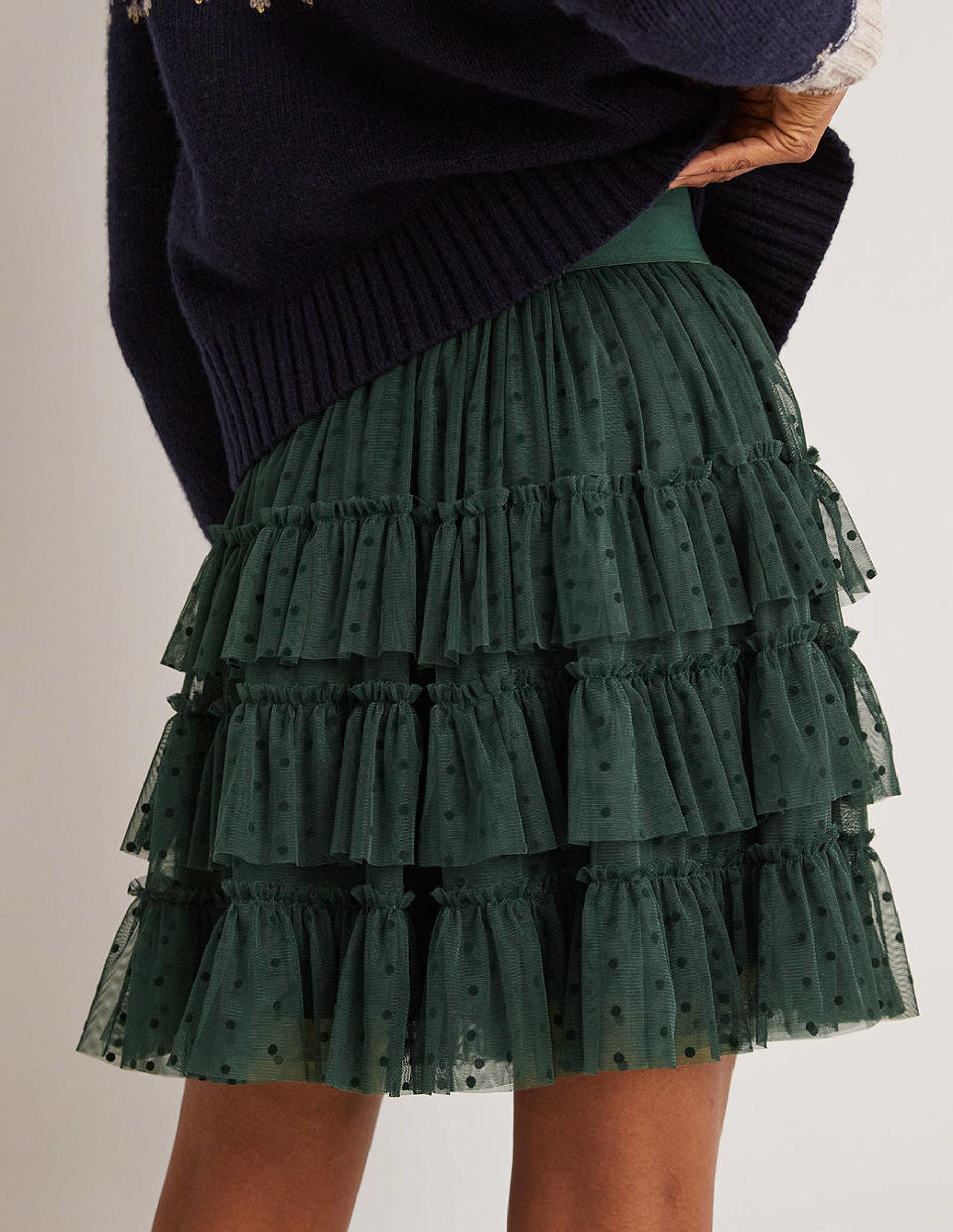  Ruffle Tulle Mini Skirt-Onyx Green、mySite、ashleygrahame