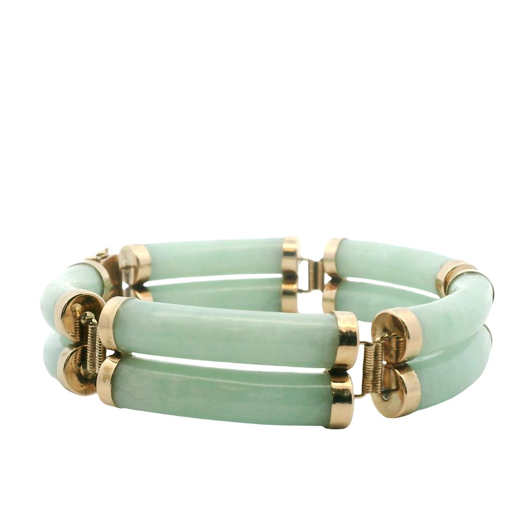 Estate 14K Yellow Gold Jade Blessing Bracelet、mySite、botmansion