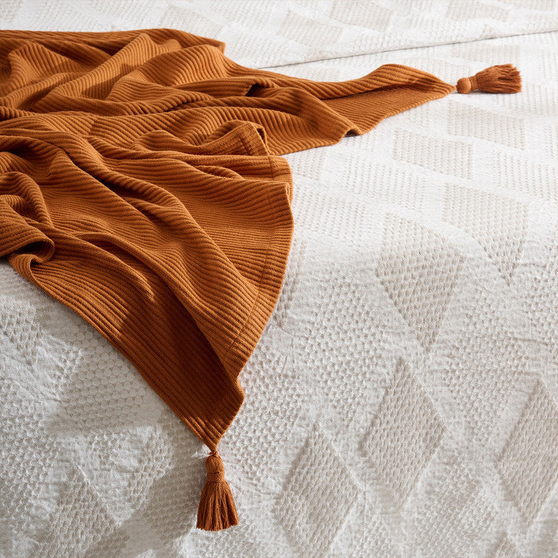 Cotton Bamboo Throw | Cord Rib | Corn Row | Cinnamon、mySite、camillekostekn