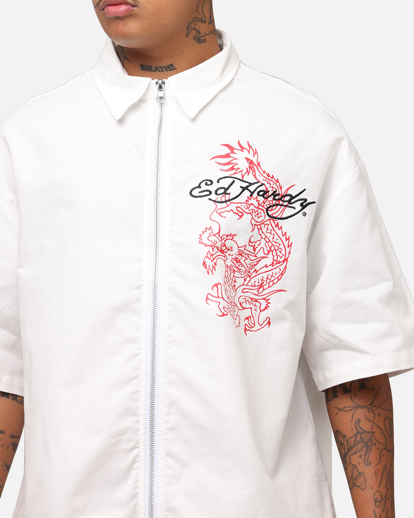 Ed Hardy Dragon Zip Shirt Off White、mySite、zt4zffjzw