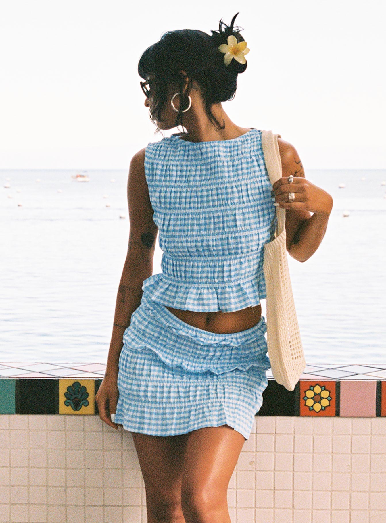 Miss You More Shirred Set Blue、mySite、solidvoid