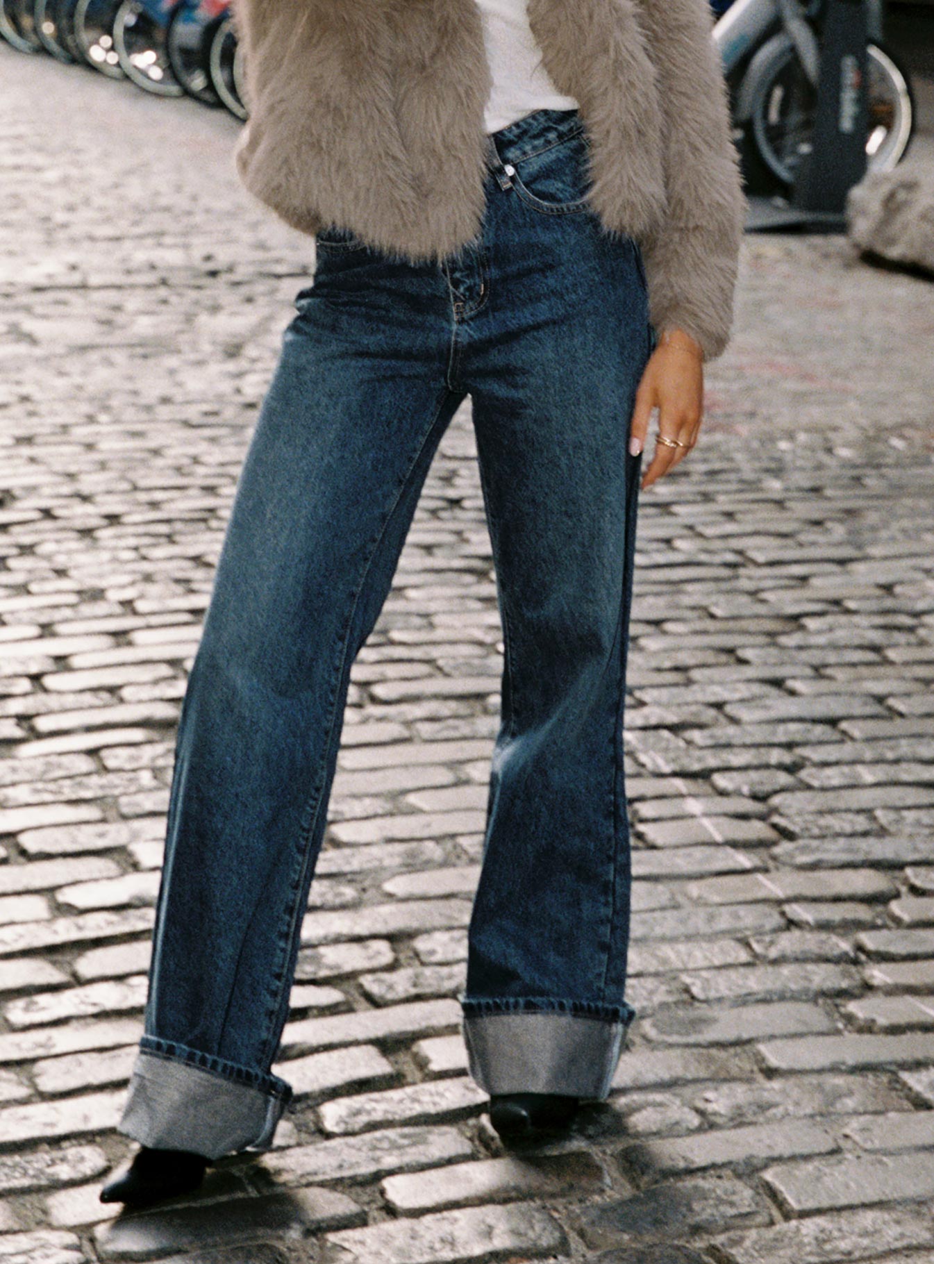 Florida Keys Cuffed Jeans Mid Blue、mySite、solidvoid