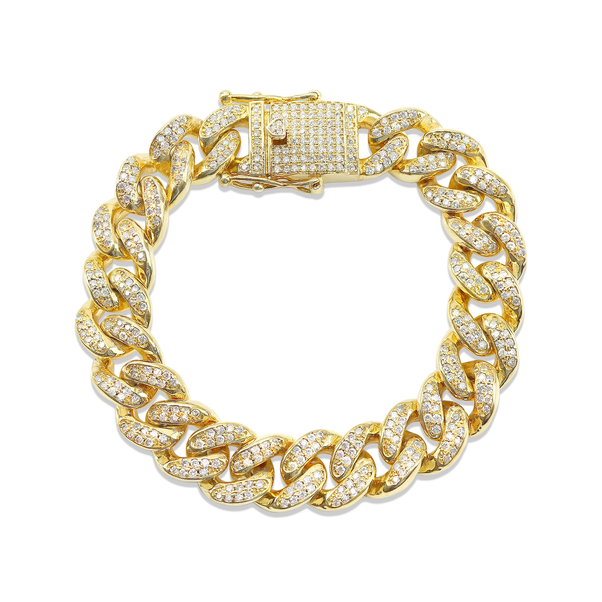 Gold PVD Coated Over Brass Cubic Zirconia Cuban Bracelet / BRJ9085、mySite、dreamappss