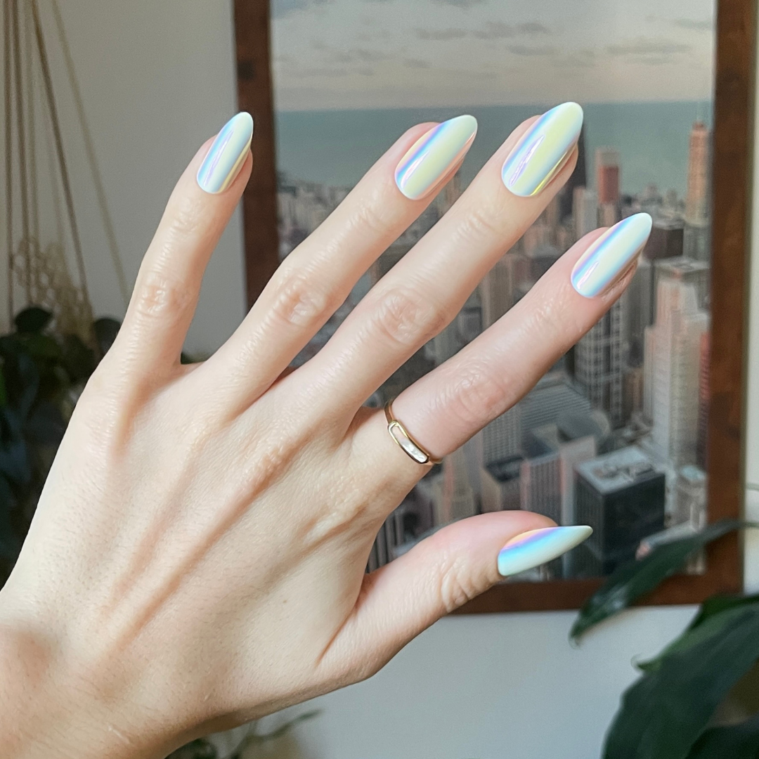 Iridescent Chrome - Press-On | Long | Almond、mySite、solidvoid