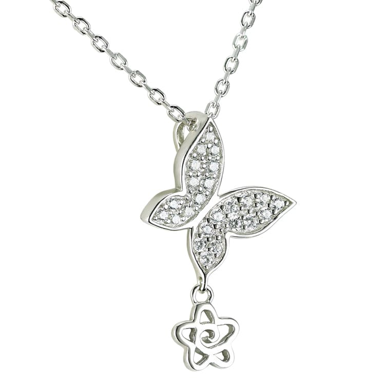 Butterfly Necklace with Cubic Zirconia Sterling Silver、mySite、g9winljtr