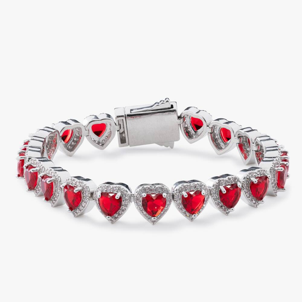 Red Heart Moissanite Halo Bracelet、mySite、hinf8tx79