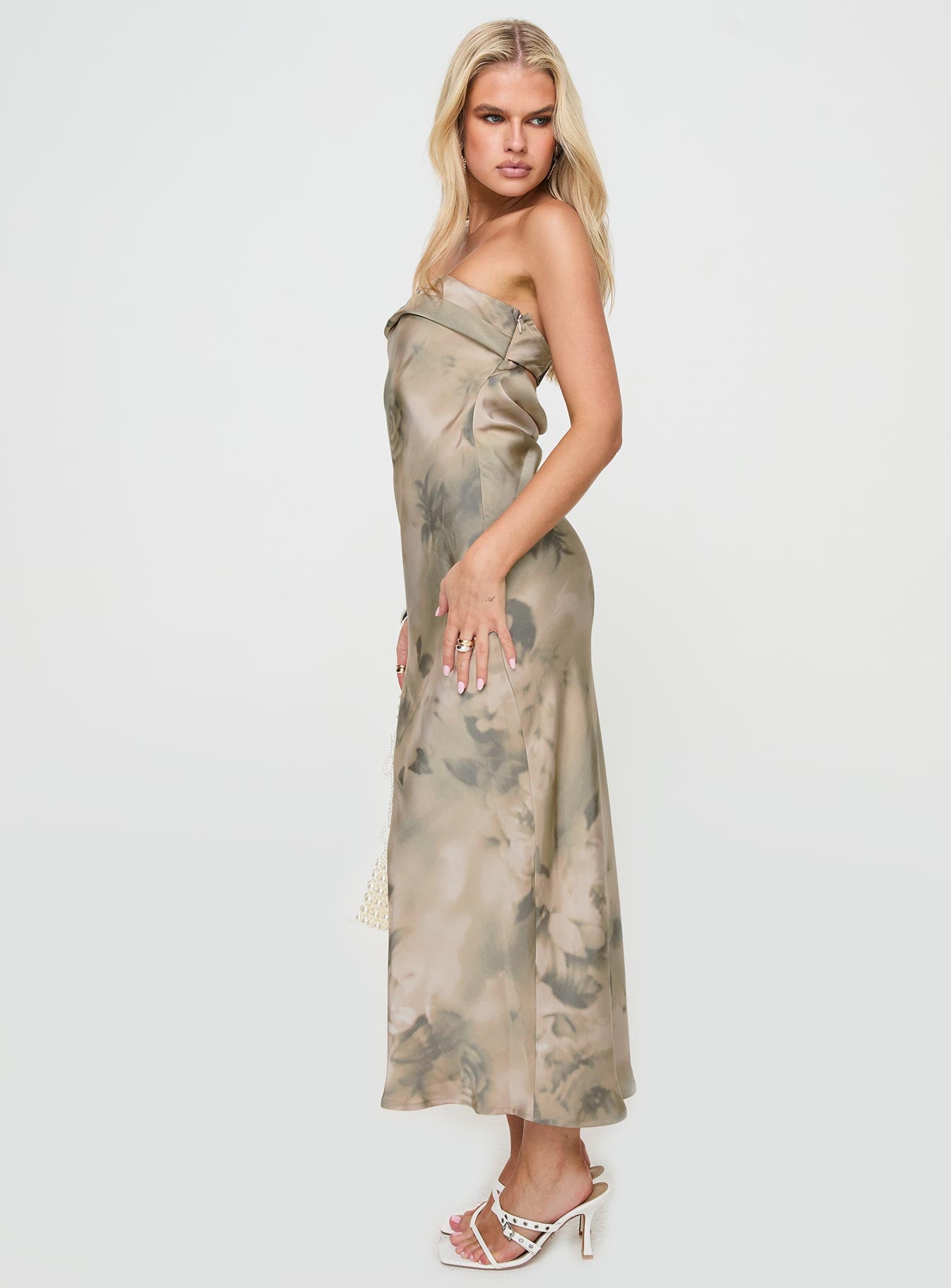 Voices Strapless Maxi Dress Cream Floral、mySite、solidvoid