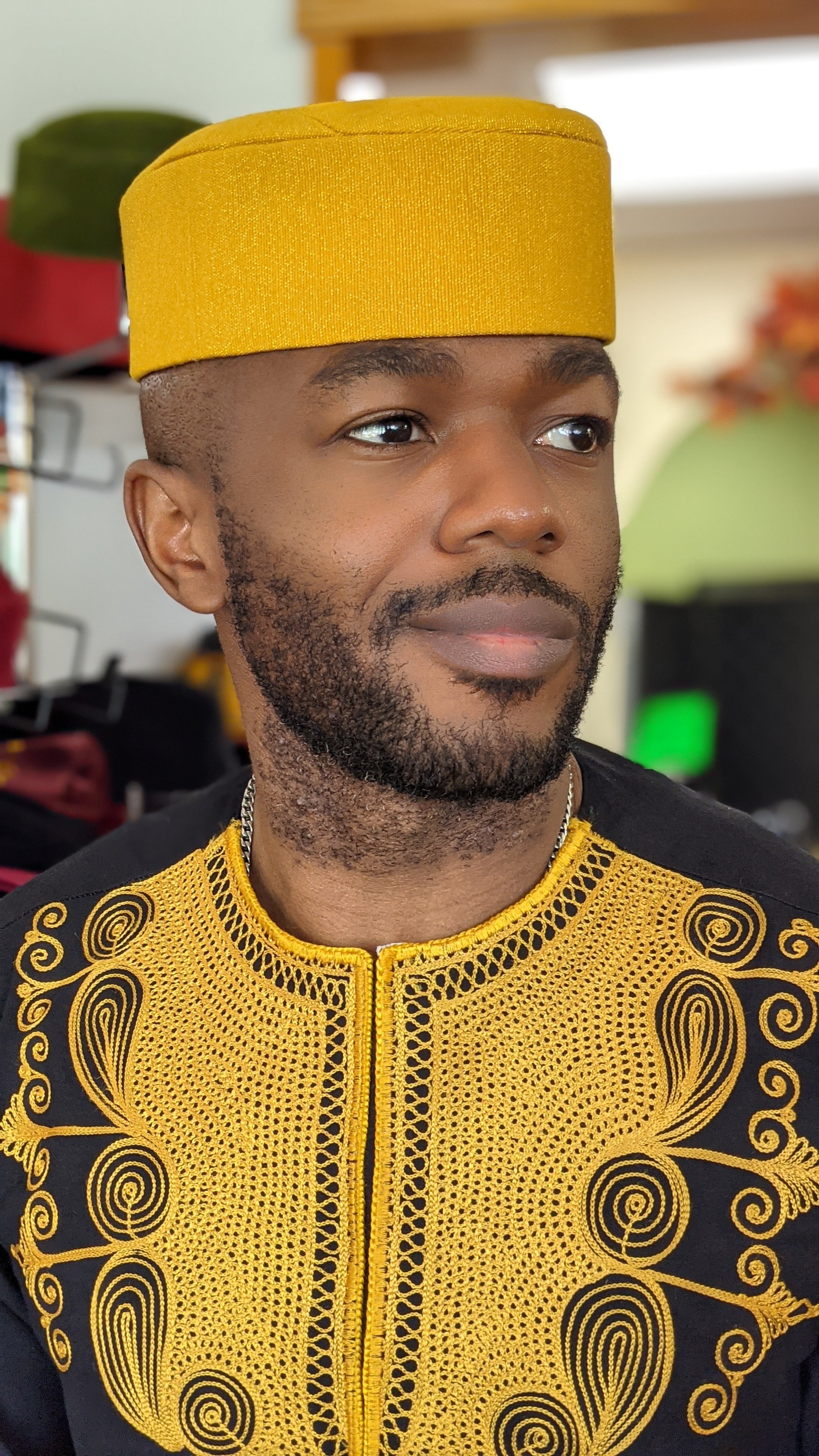 Lavelle Black and Gold Embroidered African Dashiki Shirt-DPLCM2、mySite、solidvoid