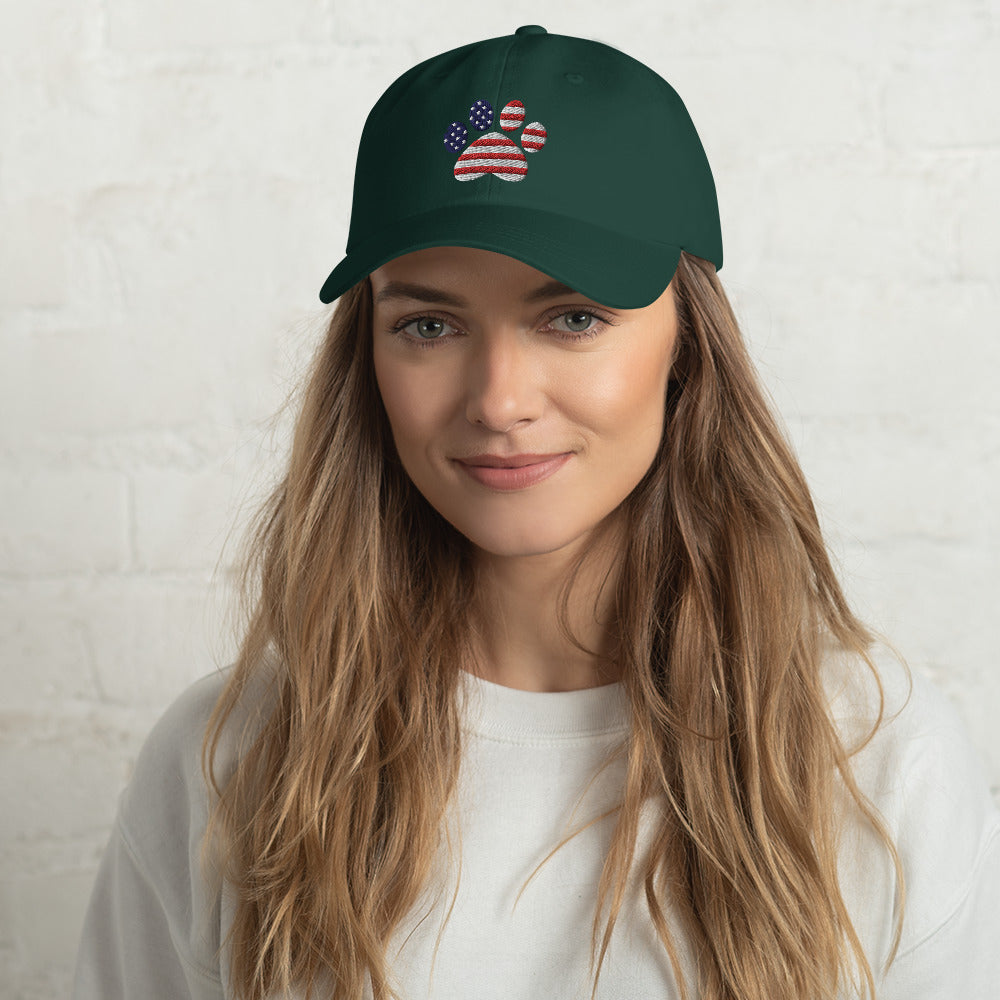 Patriotic Paw Print Baseball Hat、mySite、camillekostekn