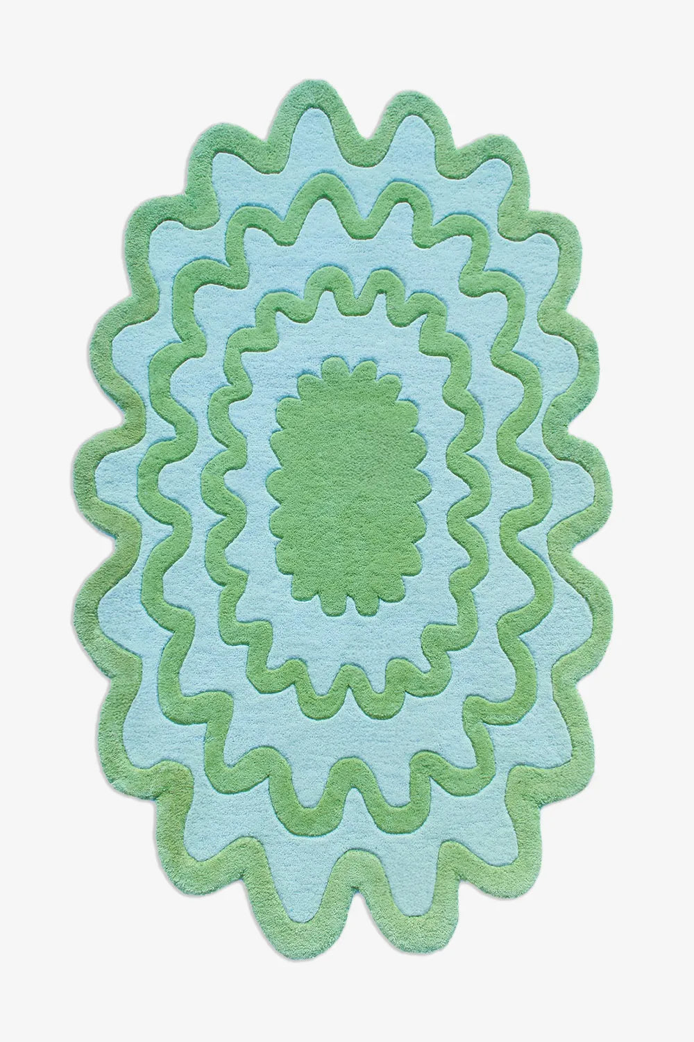 Blue and Green Burst Oval Hand Tufted Wool Rug、mySite、gigharbornorthrealestate