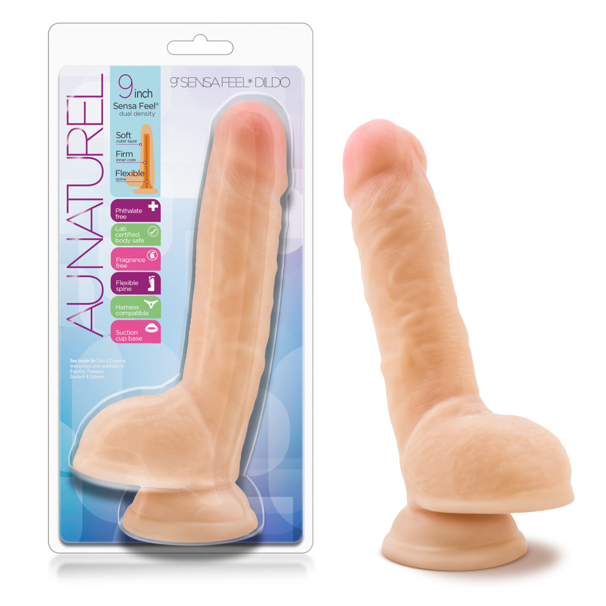 Au Naturel By Blush® | Realistic Beige 9-Inch Long Dildo With Balls & Suction Cup Base、mySite、bottomscart