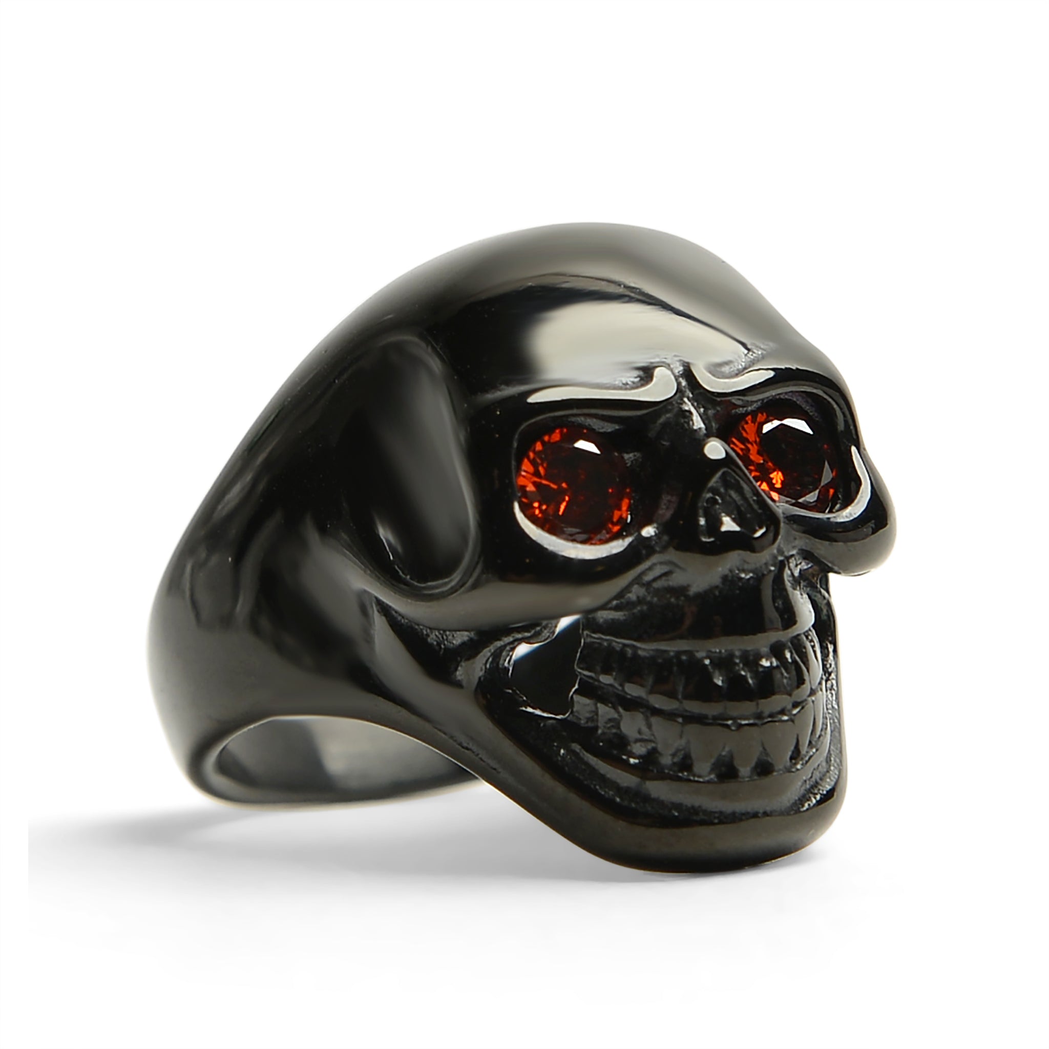 Stainless Steel Red CZ Eyed Black Skull Ring / SCR4065、mySite、dreamappss
