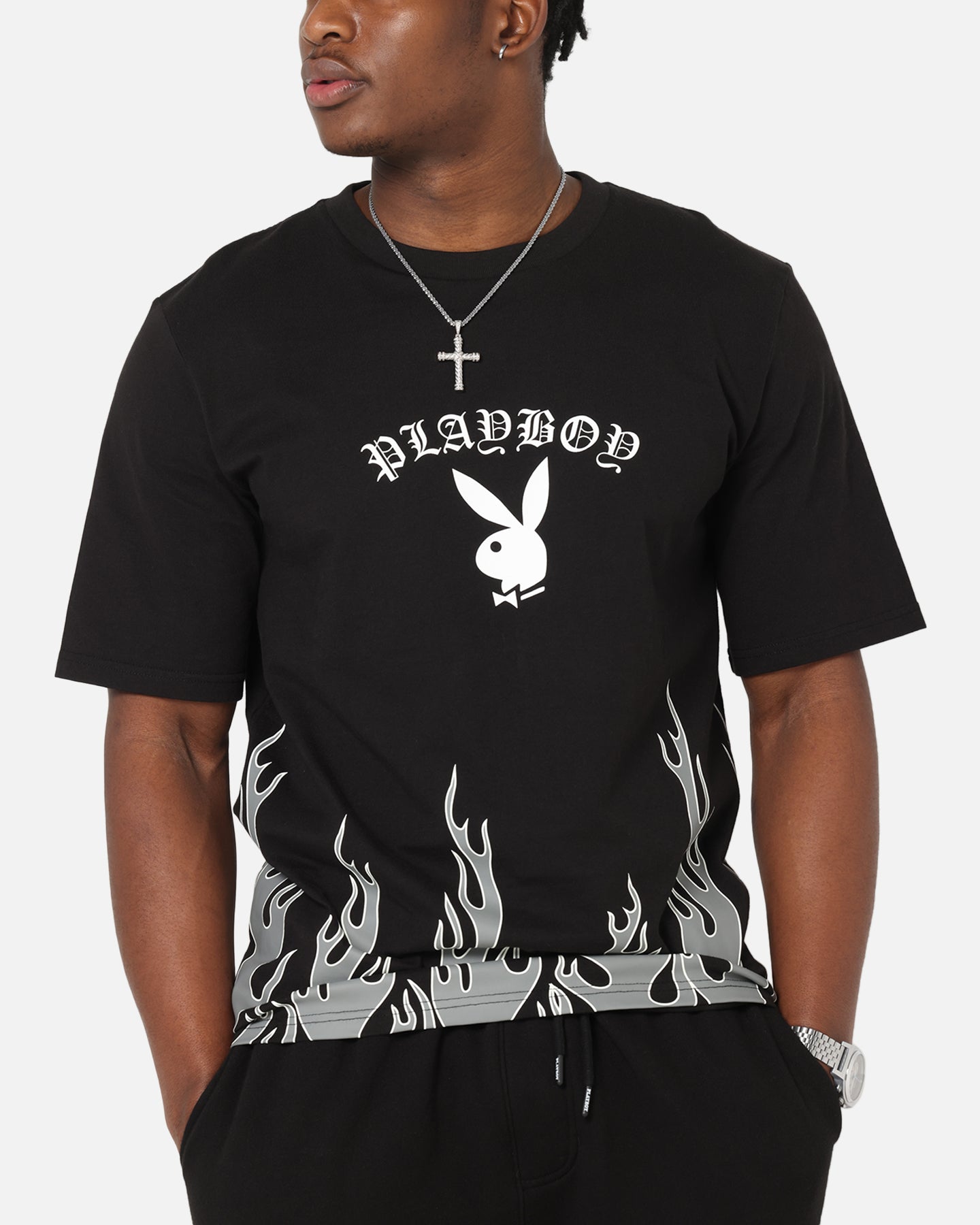 Playboy Gothic Flames T-Shirt Black、mySite、zt4zffjzw