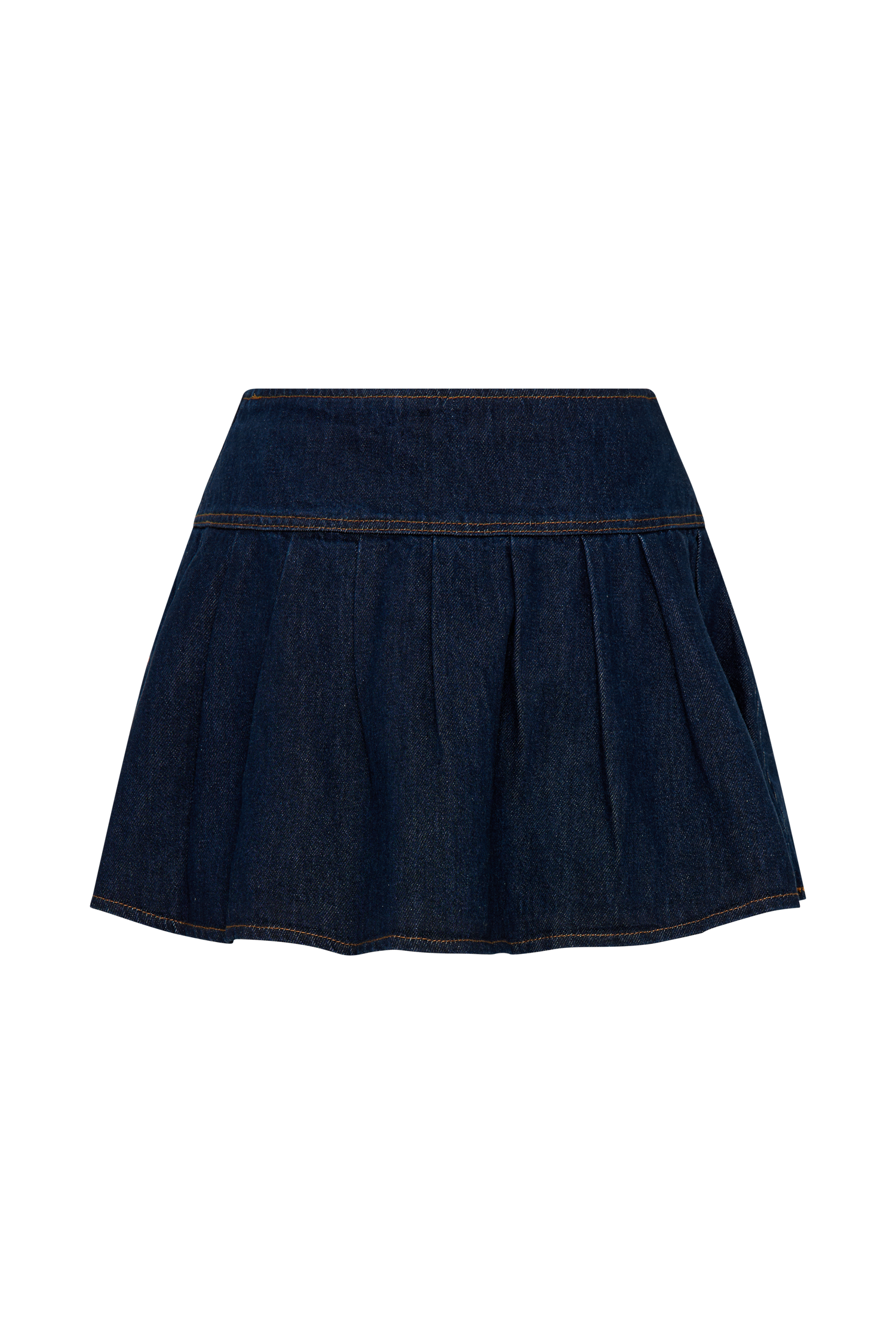 Candice Pleated Denim Mini Skirt - Indigo Blue、mySite、solidvoid