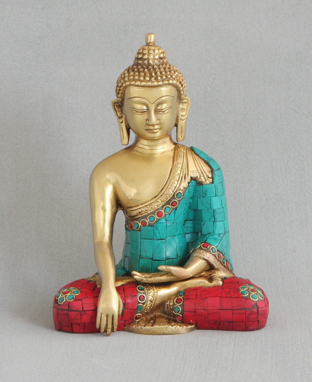 Brass Shakyamuni Buddha Statue with Colorful Detailing、mySite、topwebapps
