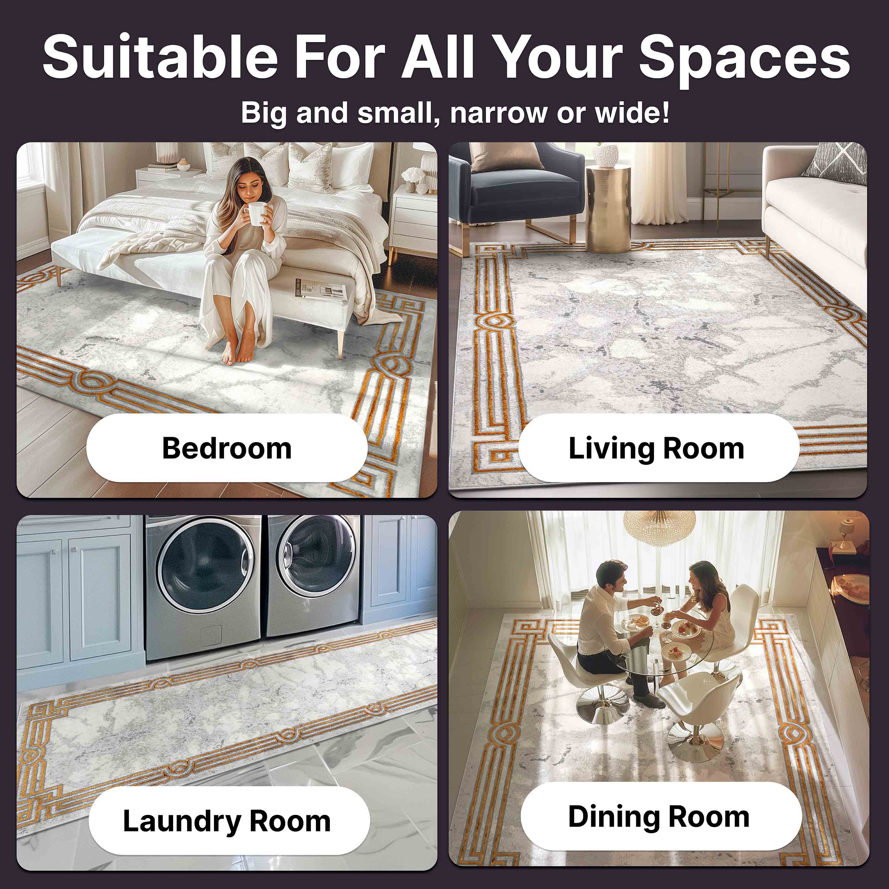 Huntington Retro Marble Border Glam Rug、mySite、gigharbornorthrealestate