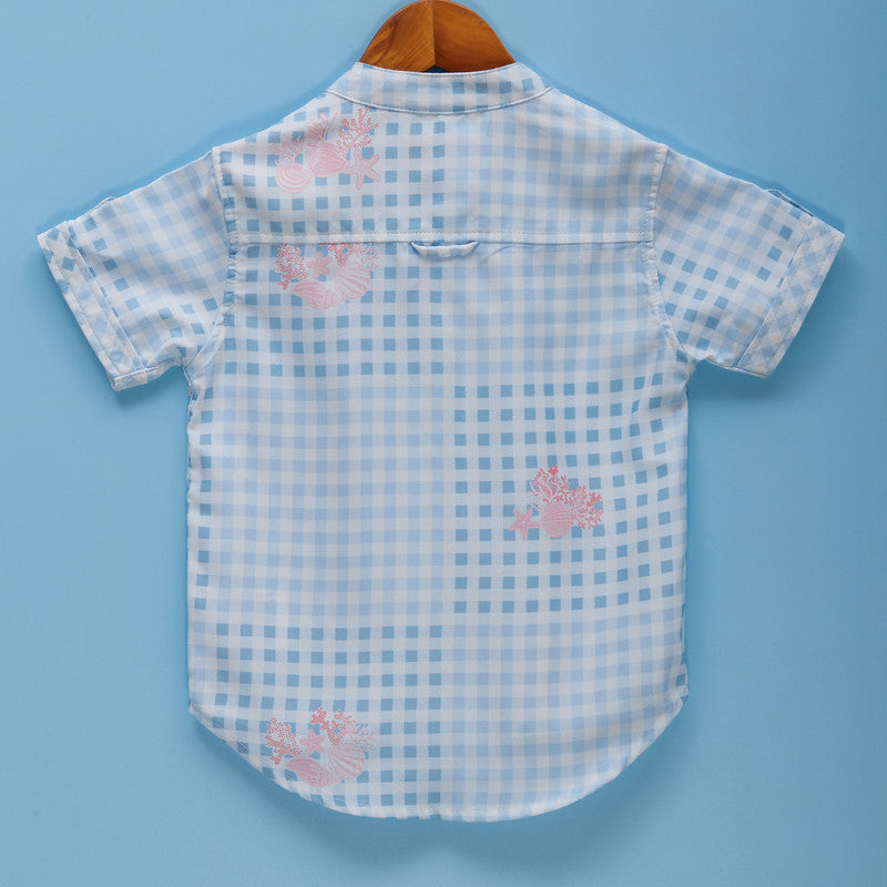 Cotton Coral Shirt | Printed | Sky Blue、mySite、camillekostekn