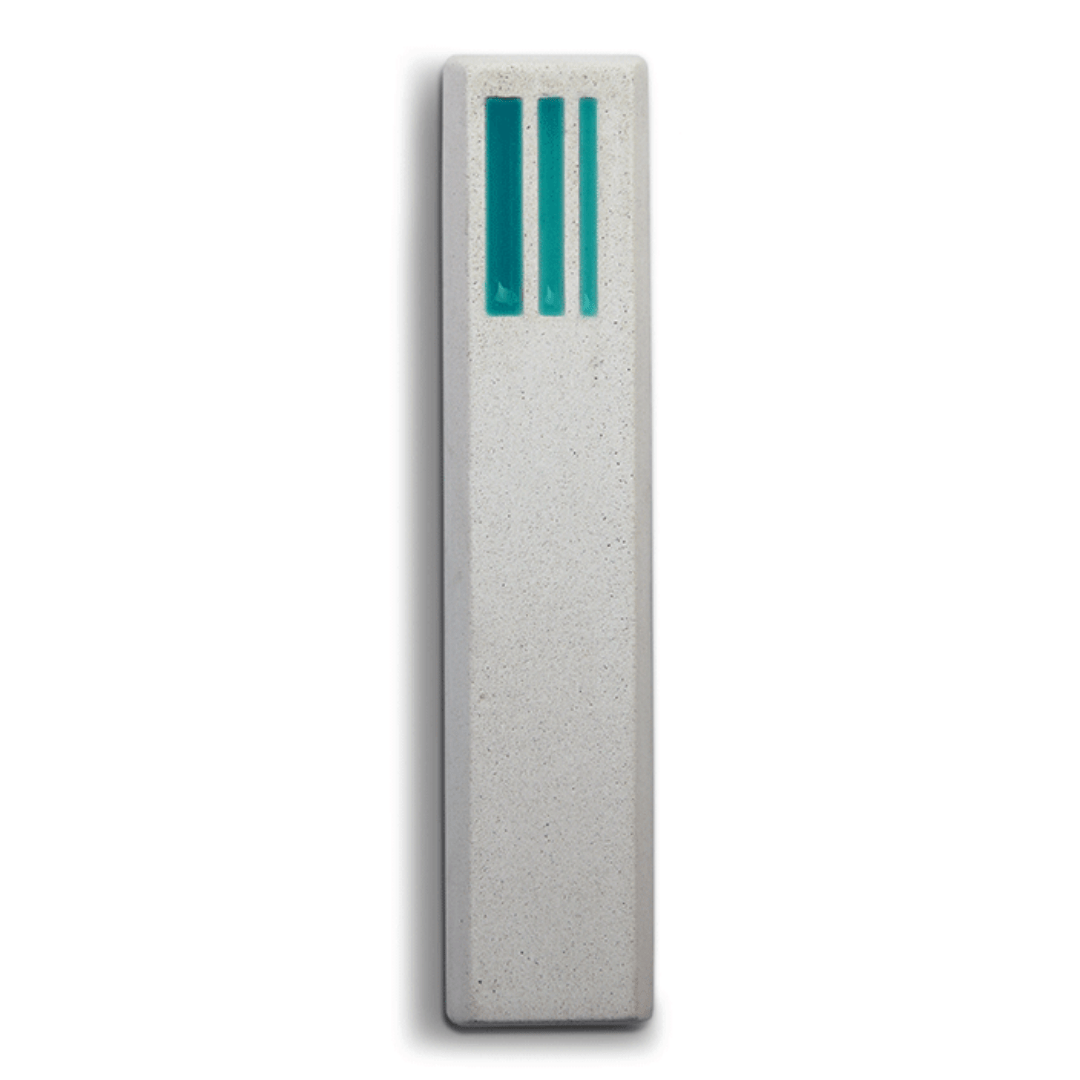 Short Lines Concrete Mezuzah in Turquoise and White by ceMMent、mySite、topwebapps