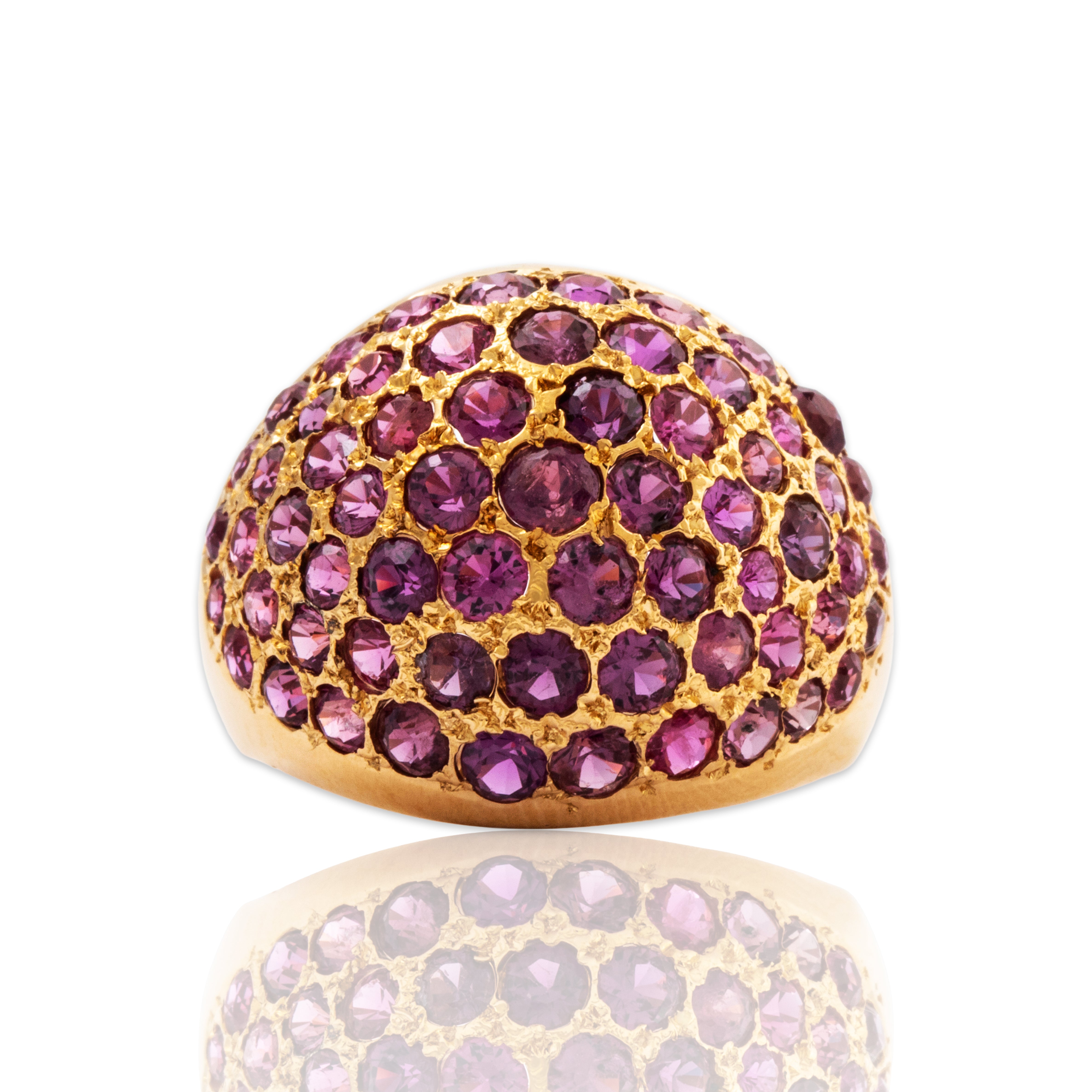Vintage 18k Yellow Gold 3.95cttw Ruby Bombe Cocktail Ring 5.75、mySite、hinf8tx79