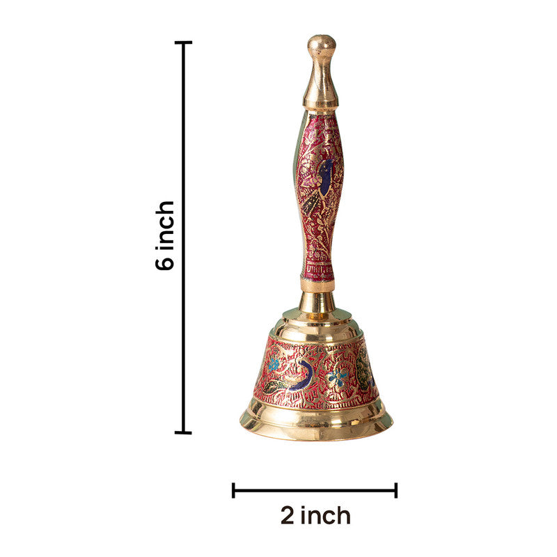 Brass Pooja Bell | Floral Design | Gold | 15 cm、mySite、camillekostekn