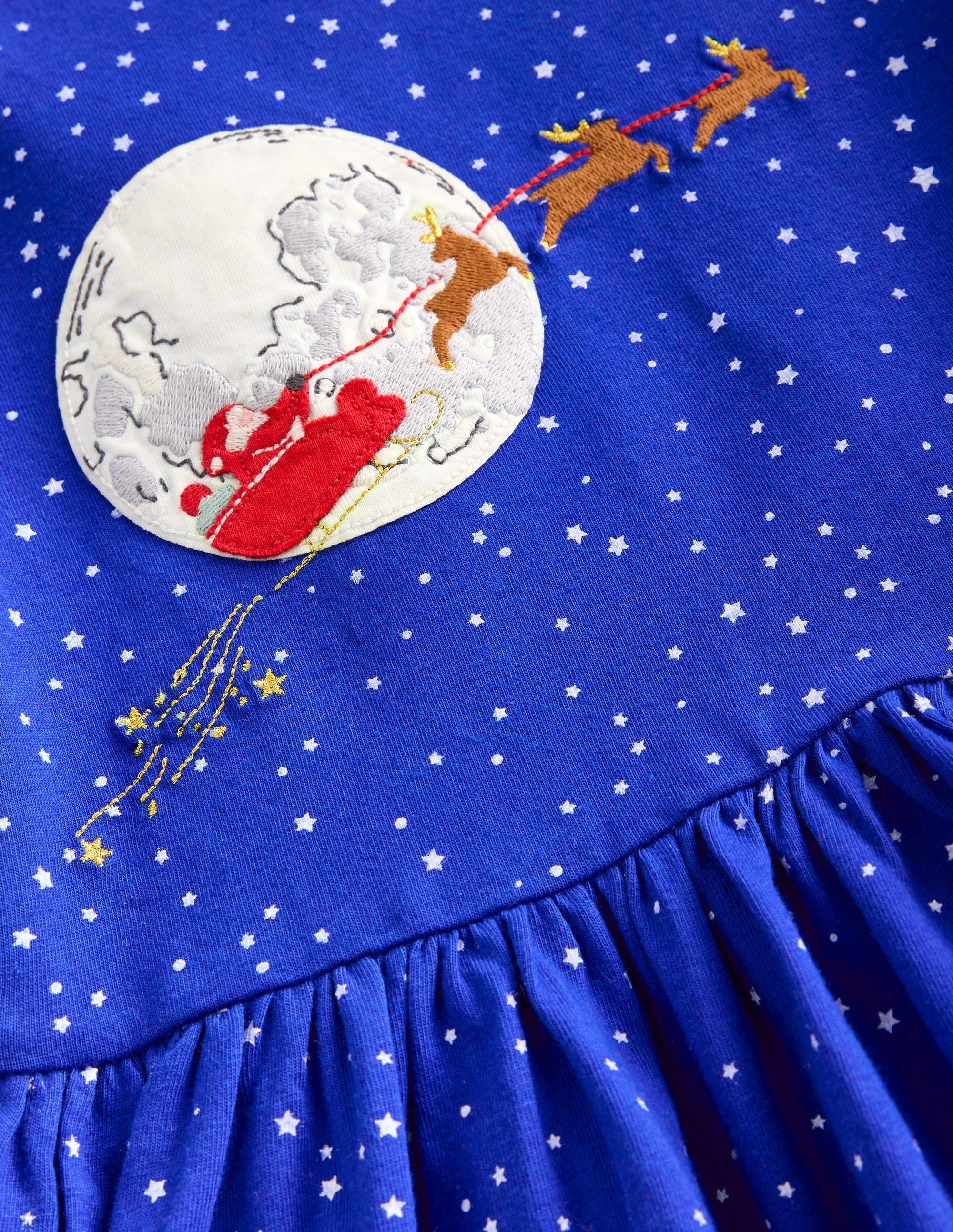  Appliqué Hem Jersey Dress-Soft Starboard Blue Christmas、mySite、ashleygrahame