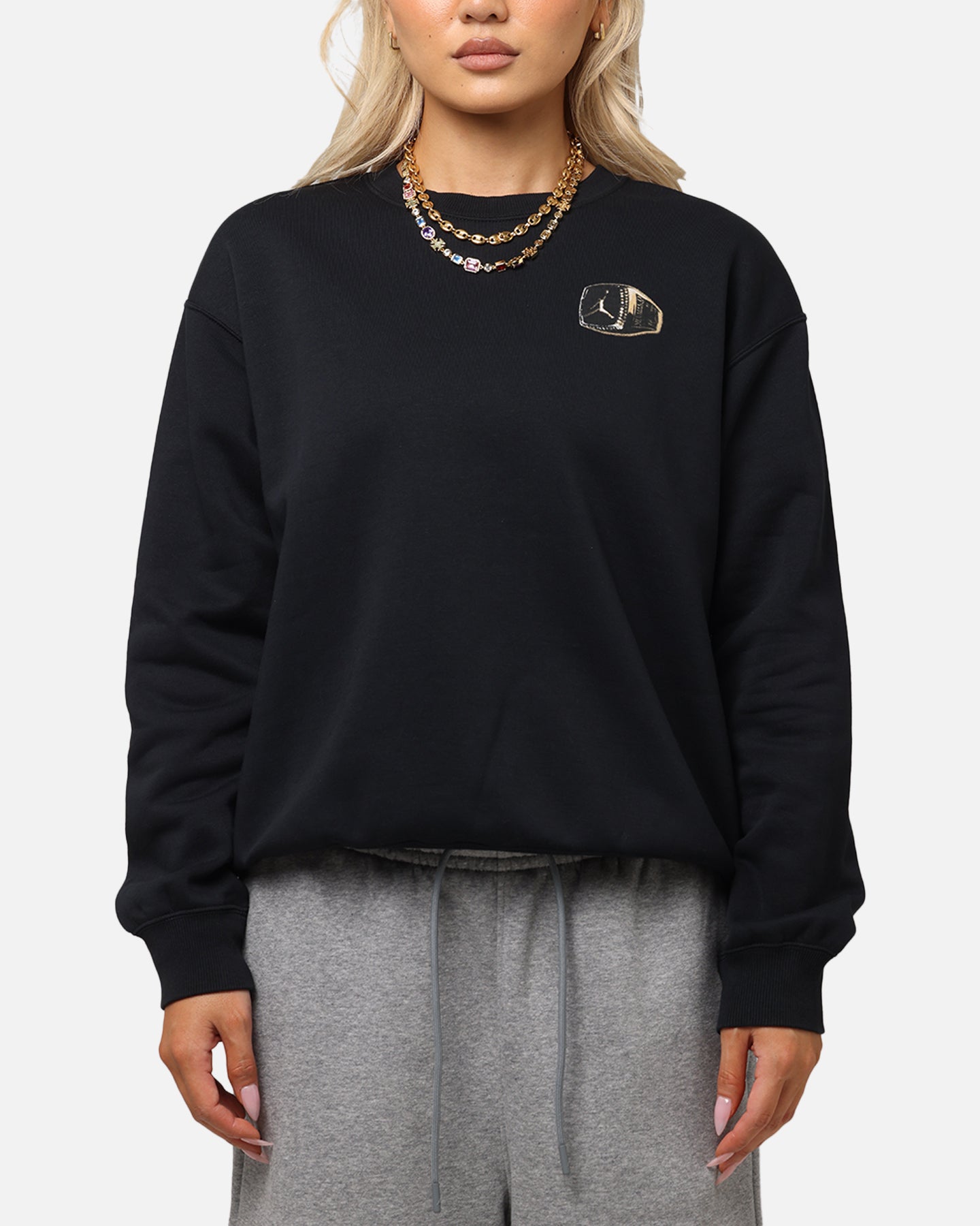 Jordan Women's Jumpman Brooklyn Fleece Graphic Crewneck Black/Sail、mySite、zt4zffjzw