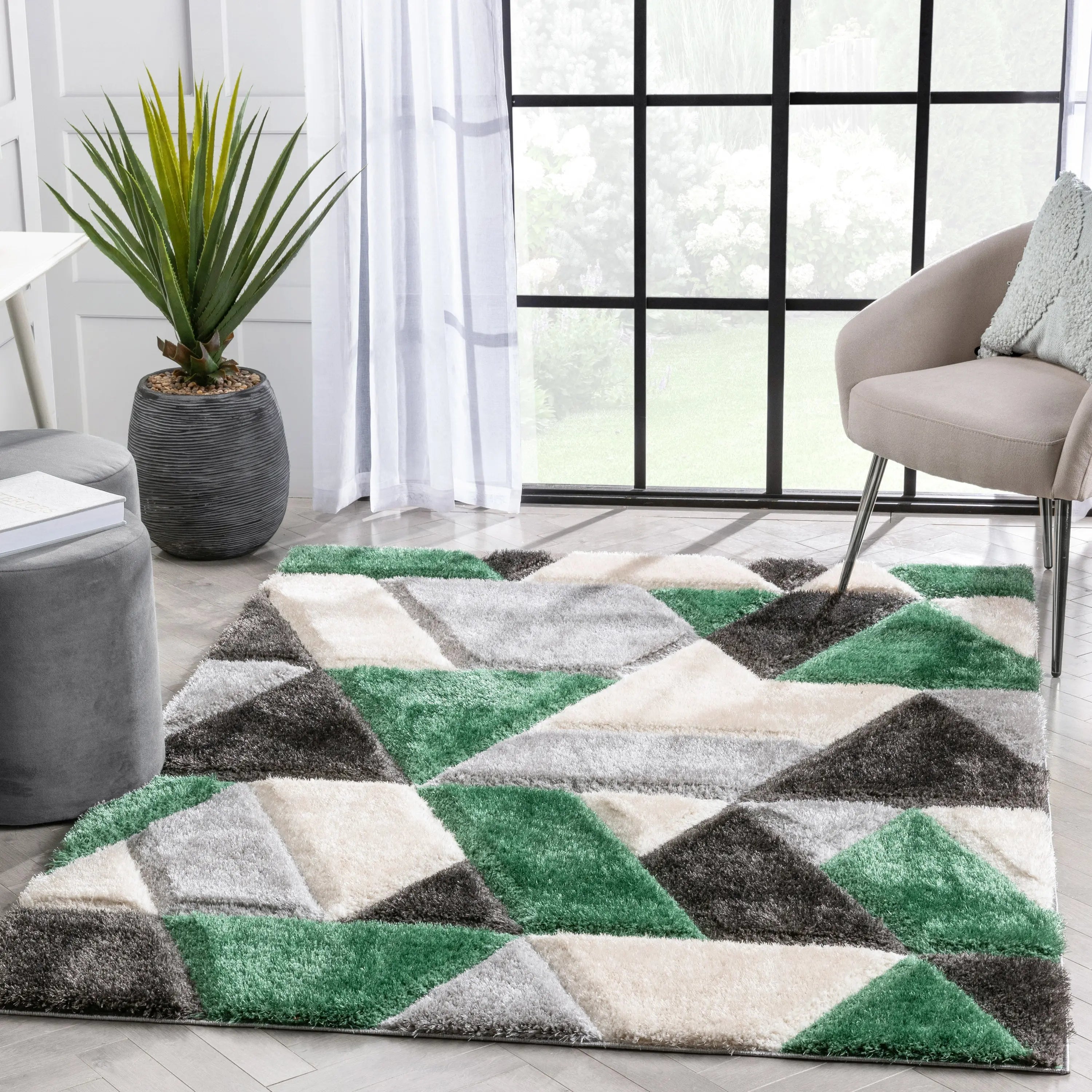 Holland Modern Geometric Green 3D Textured Thick & Soft Shag Rug、mySite、gigharbornorthrealestate