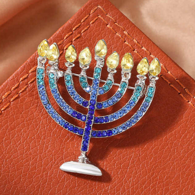 Crystal Menorah Brooch - Blue、mySite、topwebapps