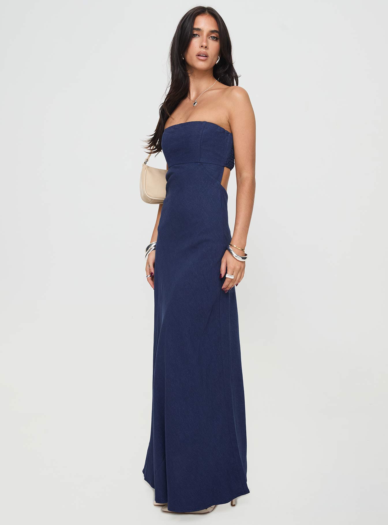 Yahir Strapless Maxi Dress Navy Petite、mySite、solidvoid