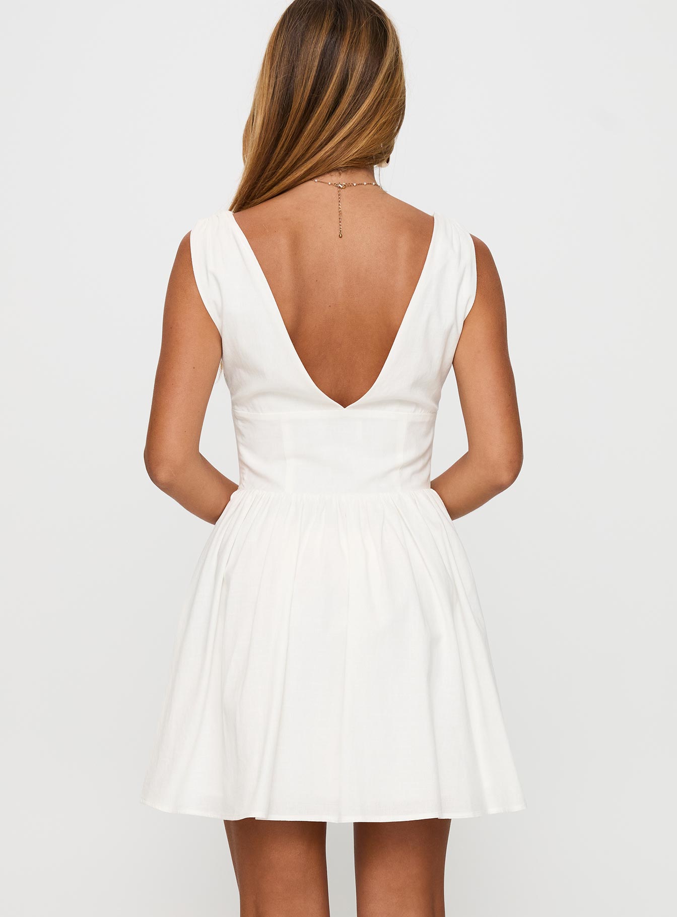 Mattison Plunge Mini Dress White、mySite、solidvoid