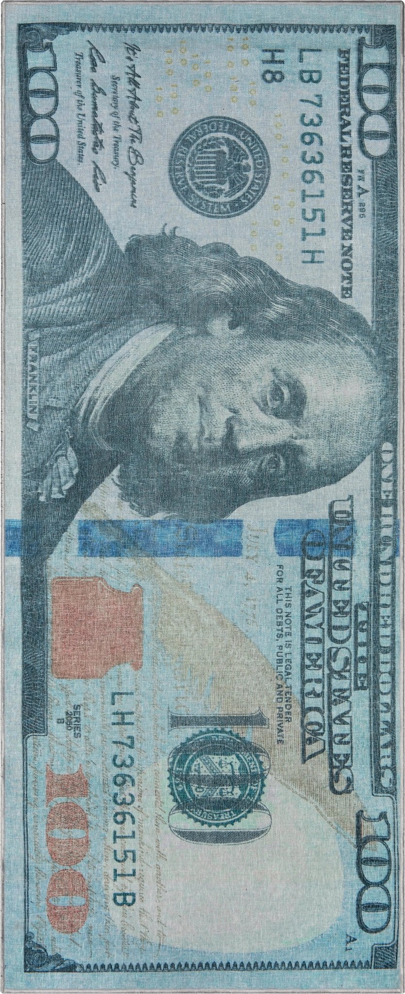 New Hundred Dollar Bill Green Blue Novelty Runner Flat-Weave Rug、mySite、gigharbornorthrealestate