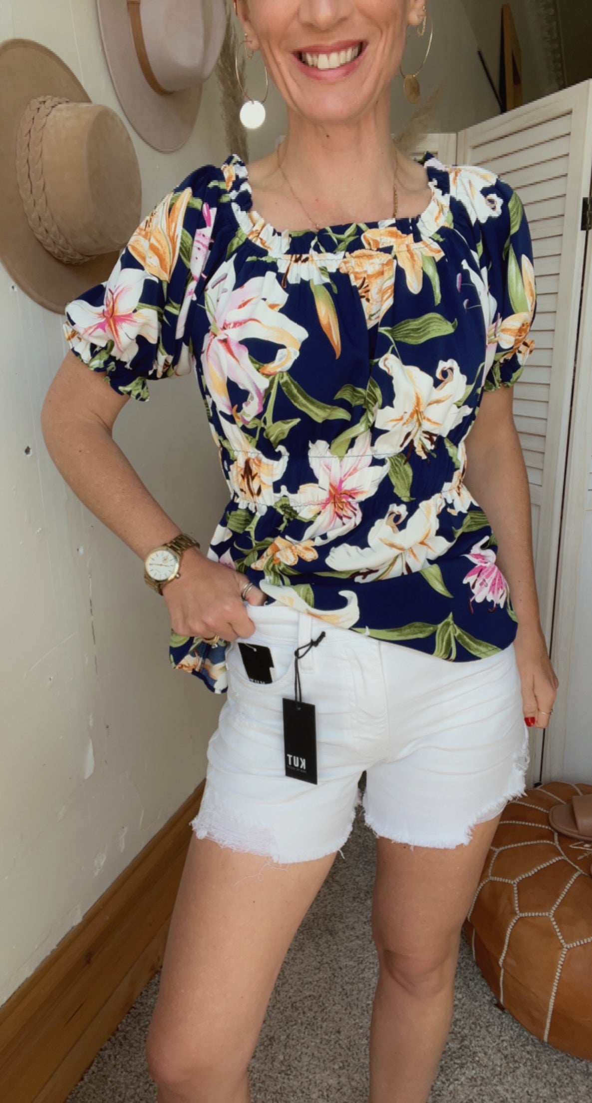 KUT From The Kloth Jane High Rise 4” Inseam Long White Denim Short、mySite、garagedoors4me