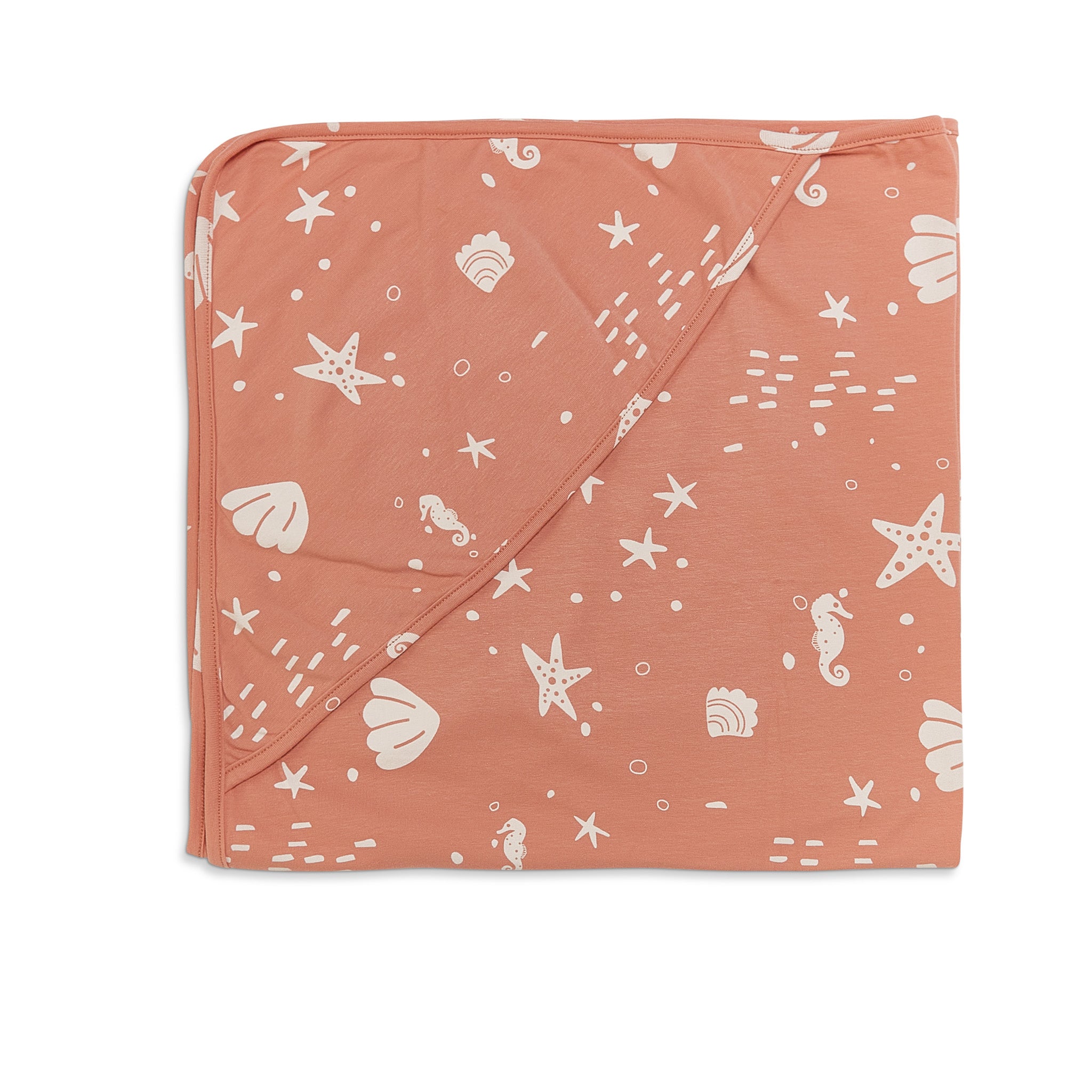 RETIRED - Organic Print Receiving Blanket - Coral Rose Seashells、mySite、g9winljtr