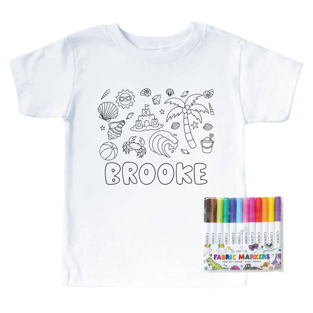  Beach Bash Colorable Personalized Kids Graphic Tee | White、mySite、layawaytickets