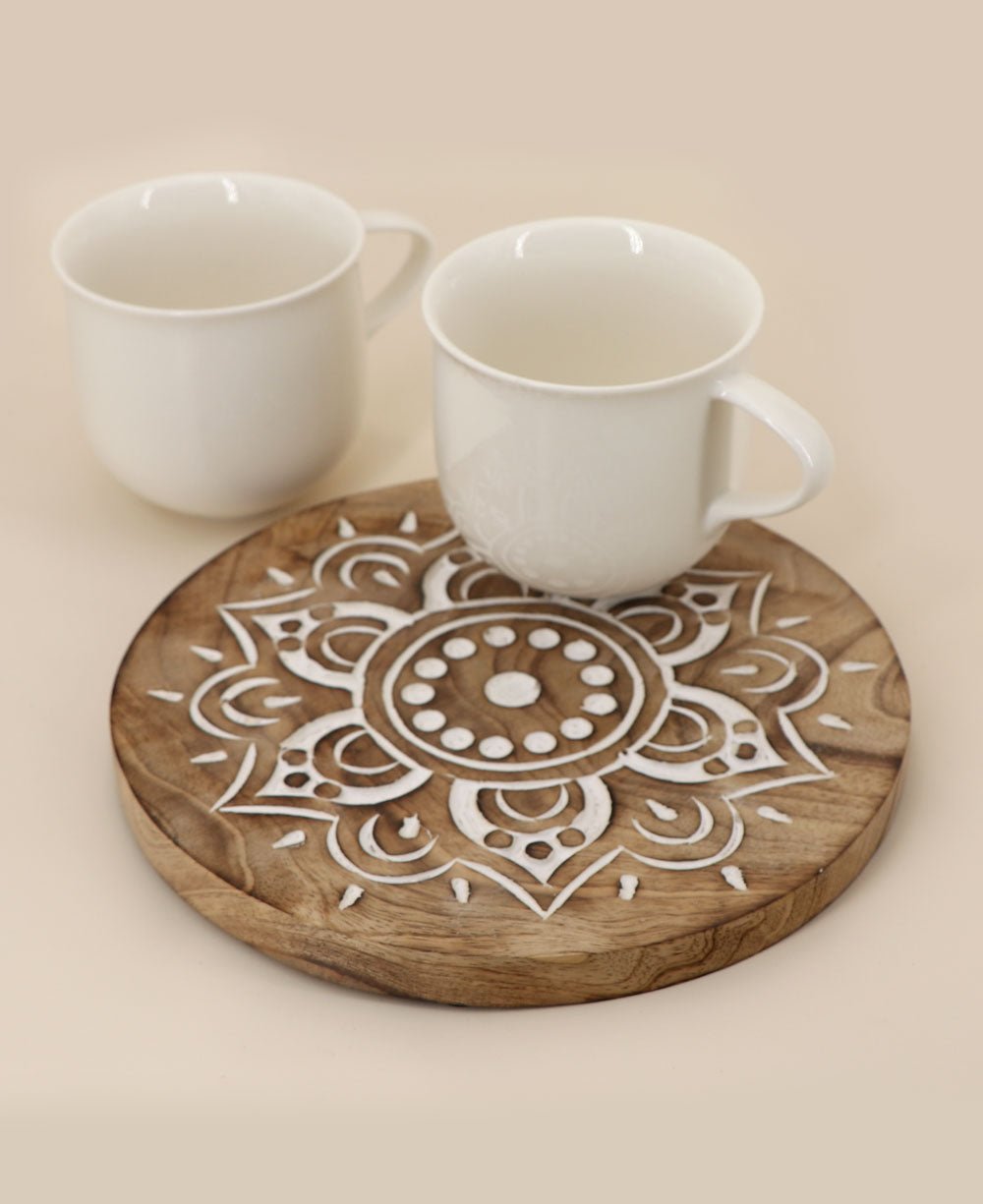 Fairtrade Hand Carved Wood Mandala Trivet、mySite、topwebapps