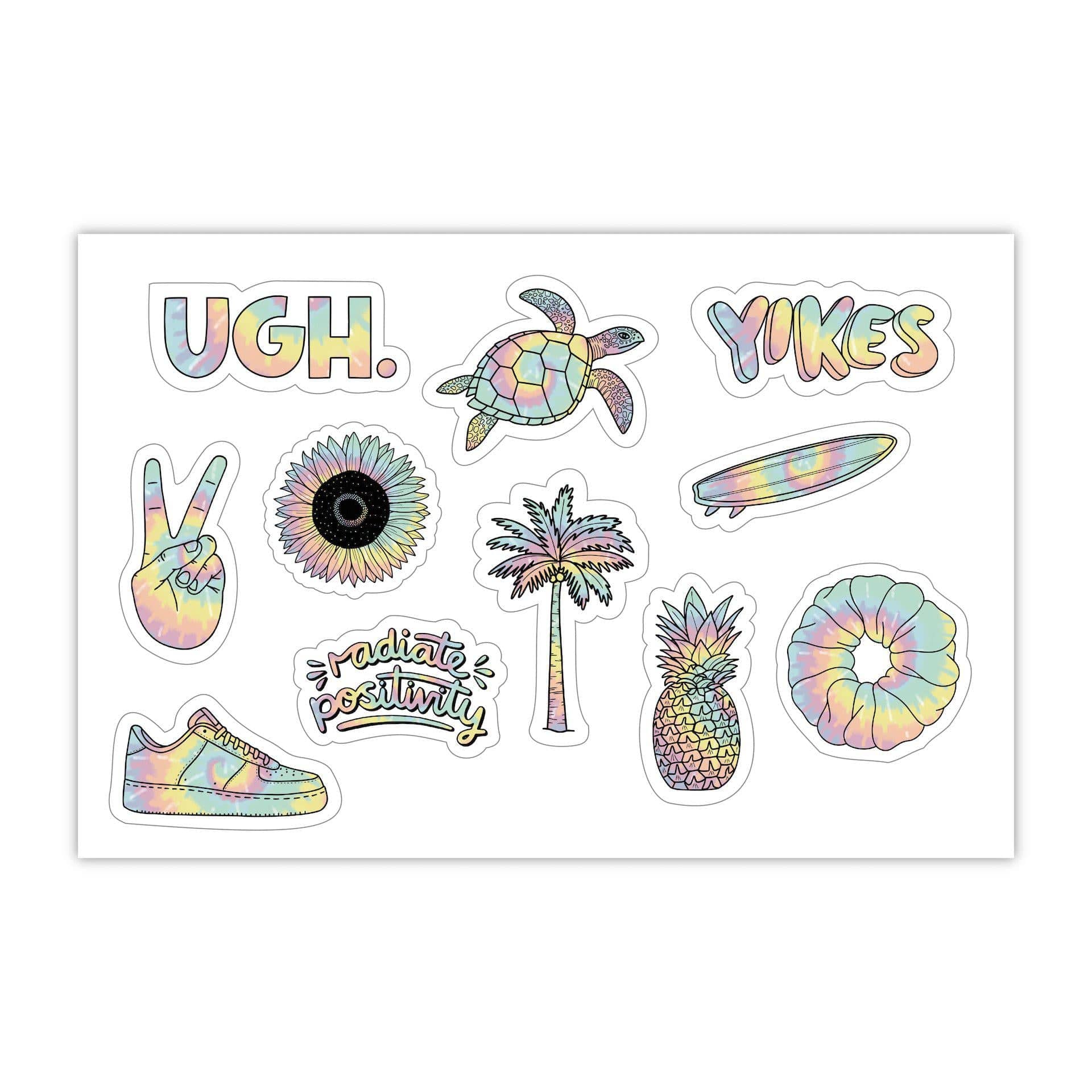  Sheet of Mini Stickers - Tie Dye Aesthetic - SMALL miniature 1 x 1 Water Bottle Stickers - VSCO Stickers - Phone Case Stickers - Laptop Stickers - 21 Designs、mySite、elrpsem3k