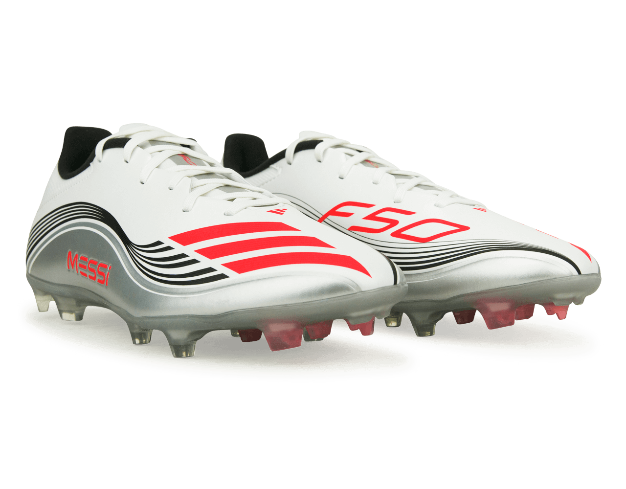 adidas Men's F50 League Messi FG/MG White/Red/Silver、mySite、bottomscart