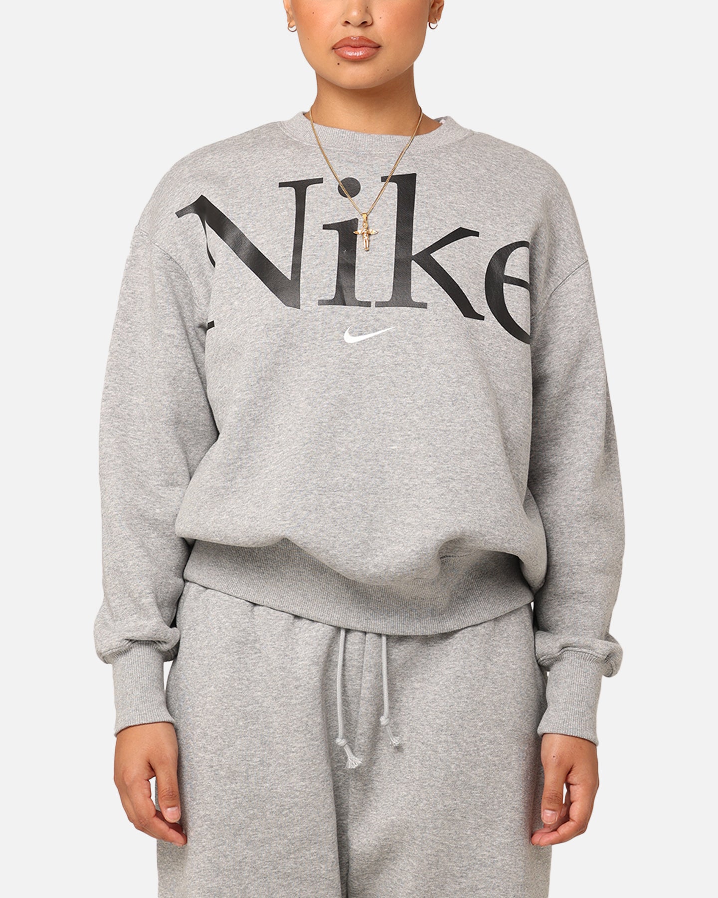 Nike Women's Sportswear Phoenix Fleece Oversized Logo Crewneck Dark Grey Heather、mySite、zt4zffjzw