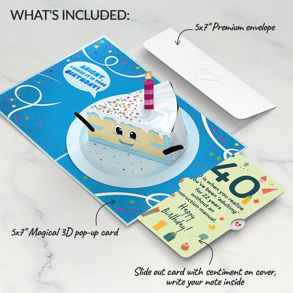 Whimsical 40th Birthday Cake Slice Pop-Up Card and Sentiment Set、mySite、solidvoid