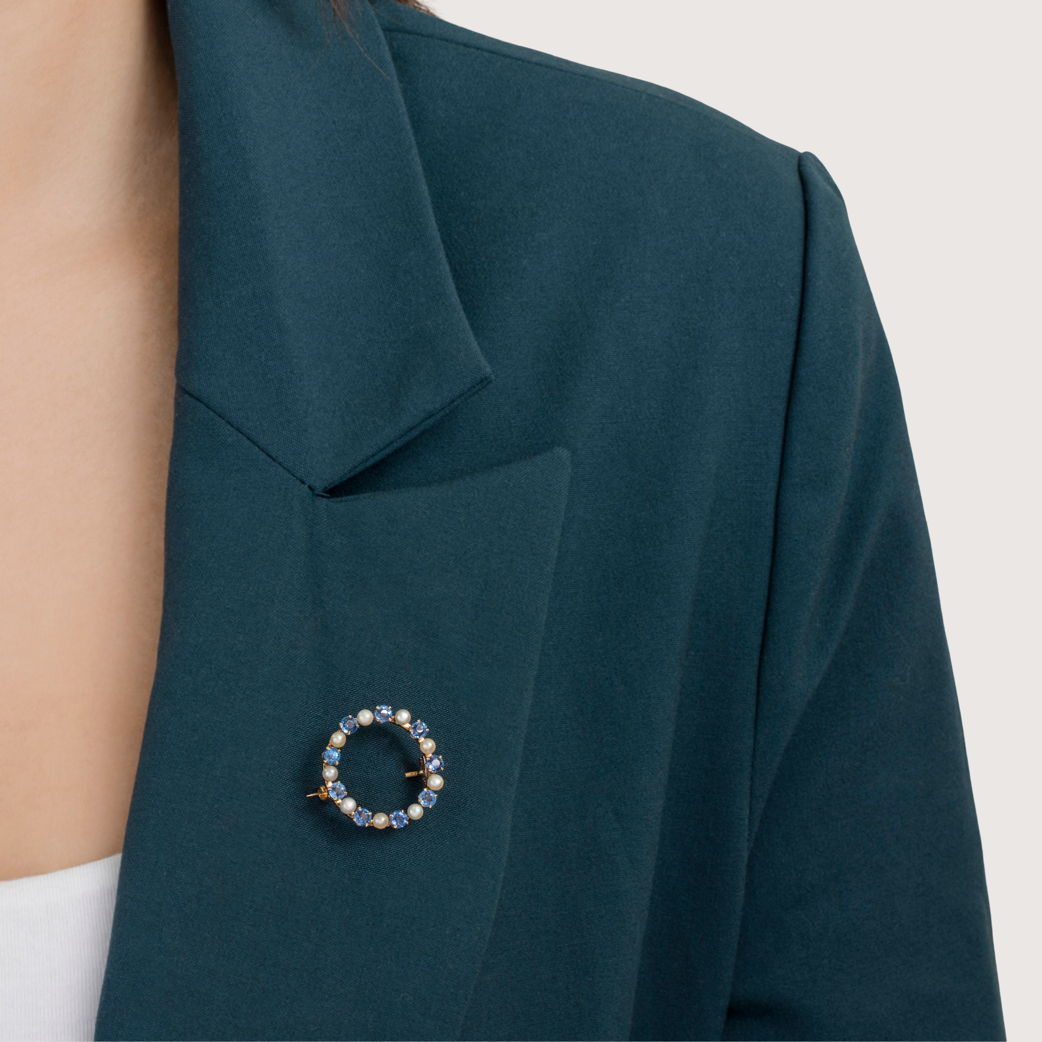 Antique 14k Yellow Gold 1.44cttw Synthetic Sapphire Pearl Elegant Brooch / Pin、mySite、hinf8tx79