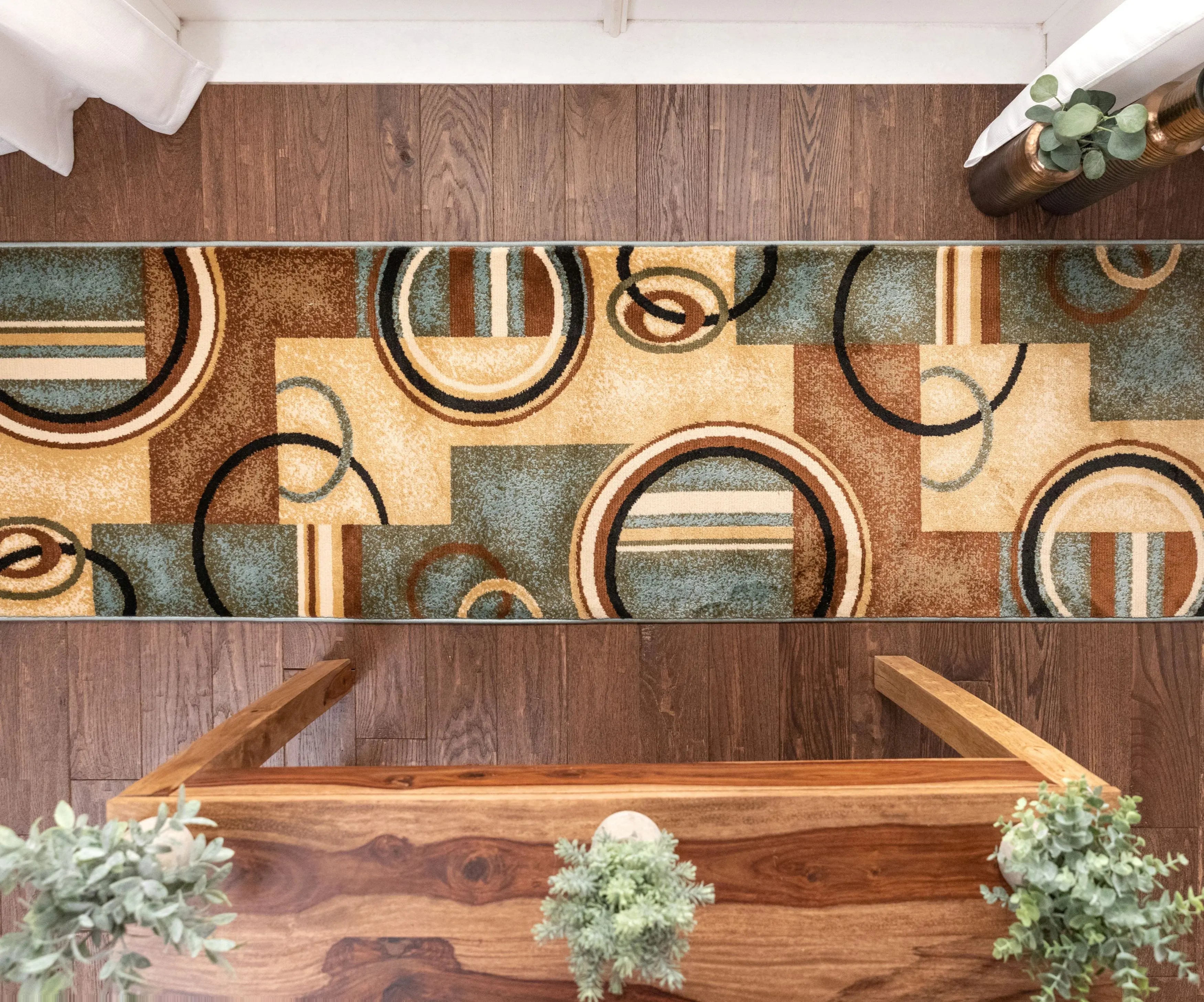 Arcs & Shapes Custom Size Runner Modern Light Blue 27 Inch Wide x Choose Your Length Hallway Runner Rug、mySite、gigharbornorthrealestate